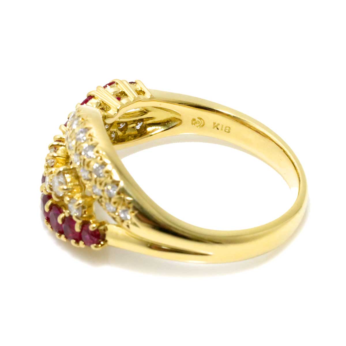 Ruby Diamond 0.24ct Ring 18K YG 750 size6.75(US)