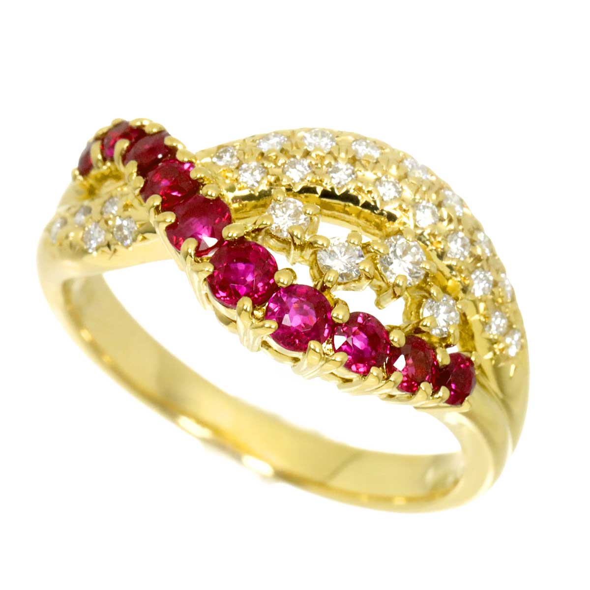 Ruby Diamond 0.24ct Ring 18K YG 750 size6.75(US)