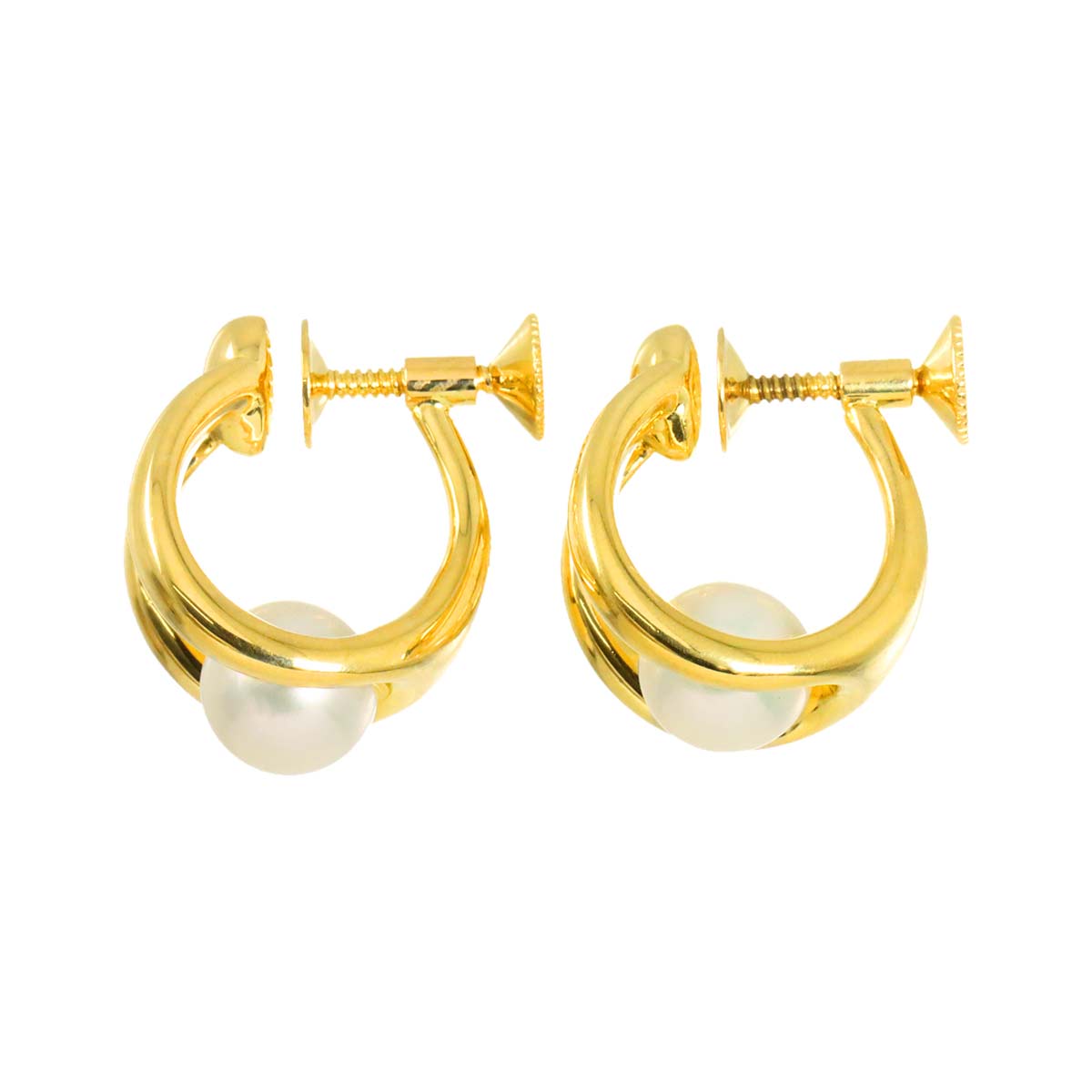 Akoya Pearl 6.5mm Earrings Clip on 18K Yellow Gold 750