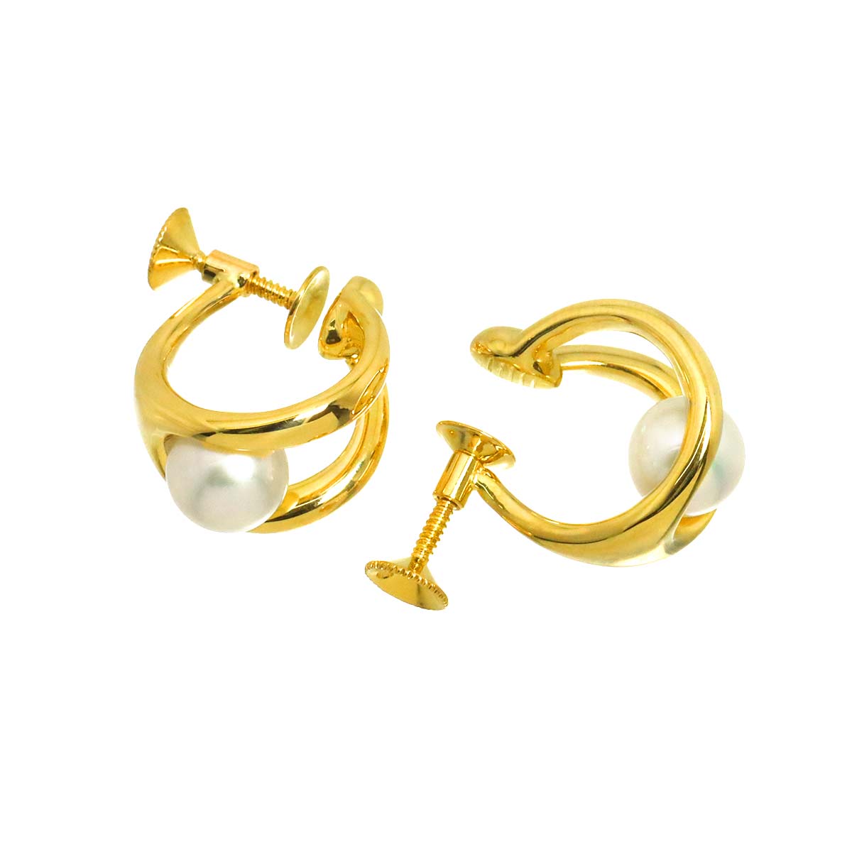 Akoya Pearl 6.5mm Earrings Clip on 18K Yellow Gold 750