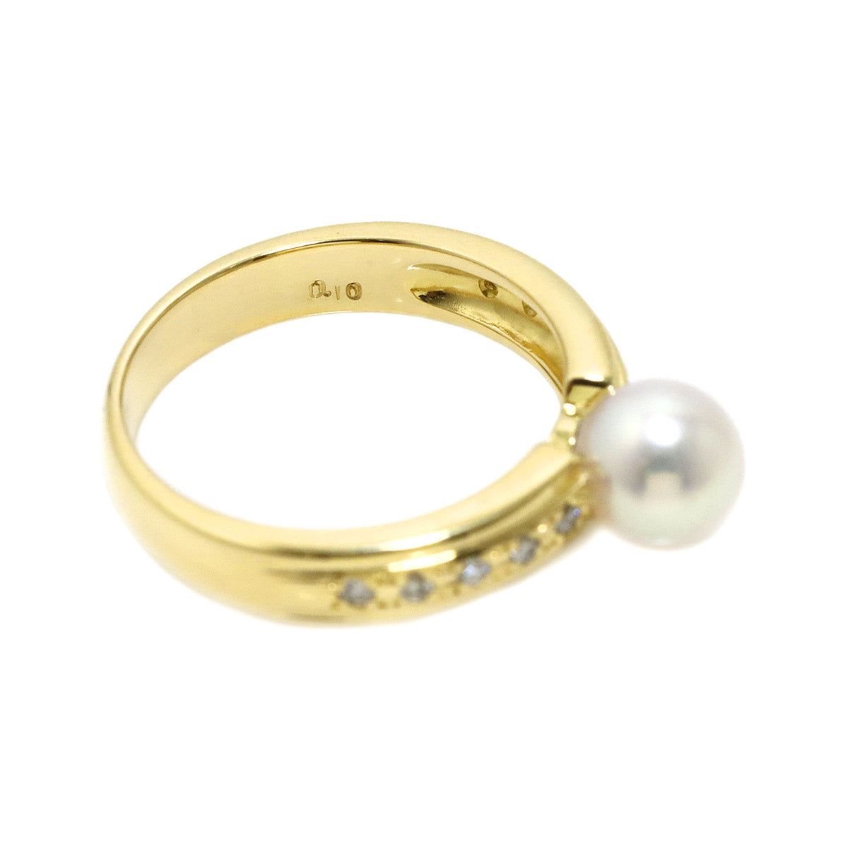 Akoya Pearl Diamond 0.10ct Ring 18K YG Size5.5-5.75(US)