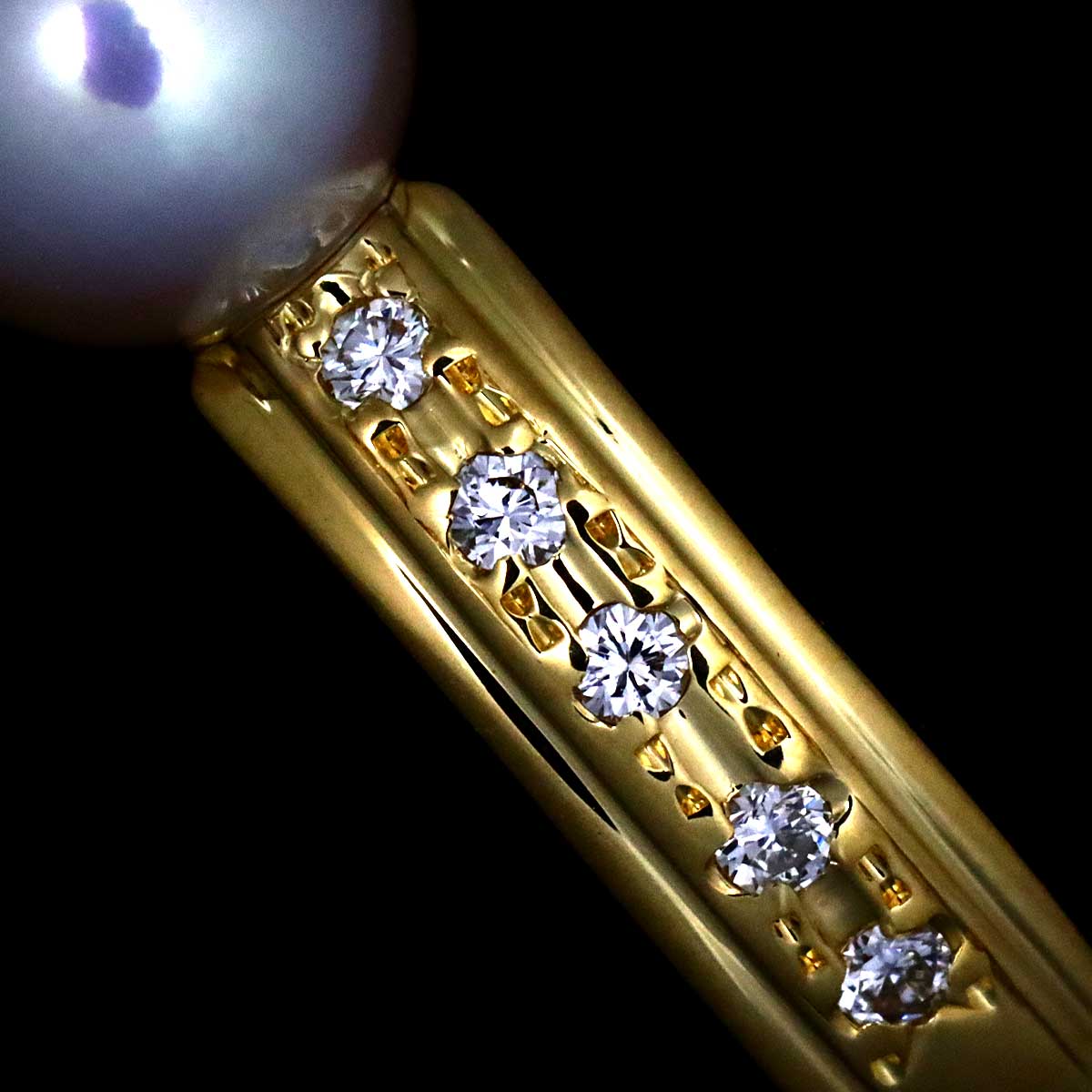 Akoya Pearl Diamond 0.10ct Ring 18K YG Size5.5-5.75(US)
