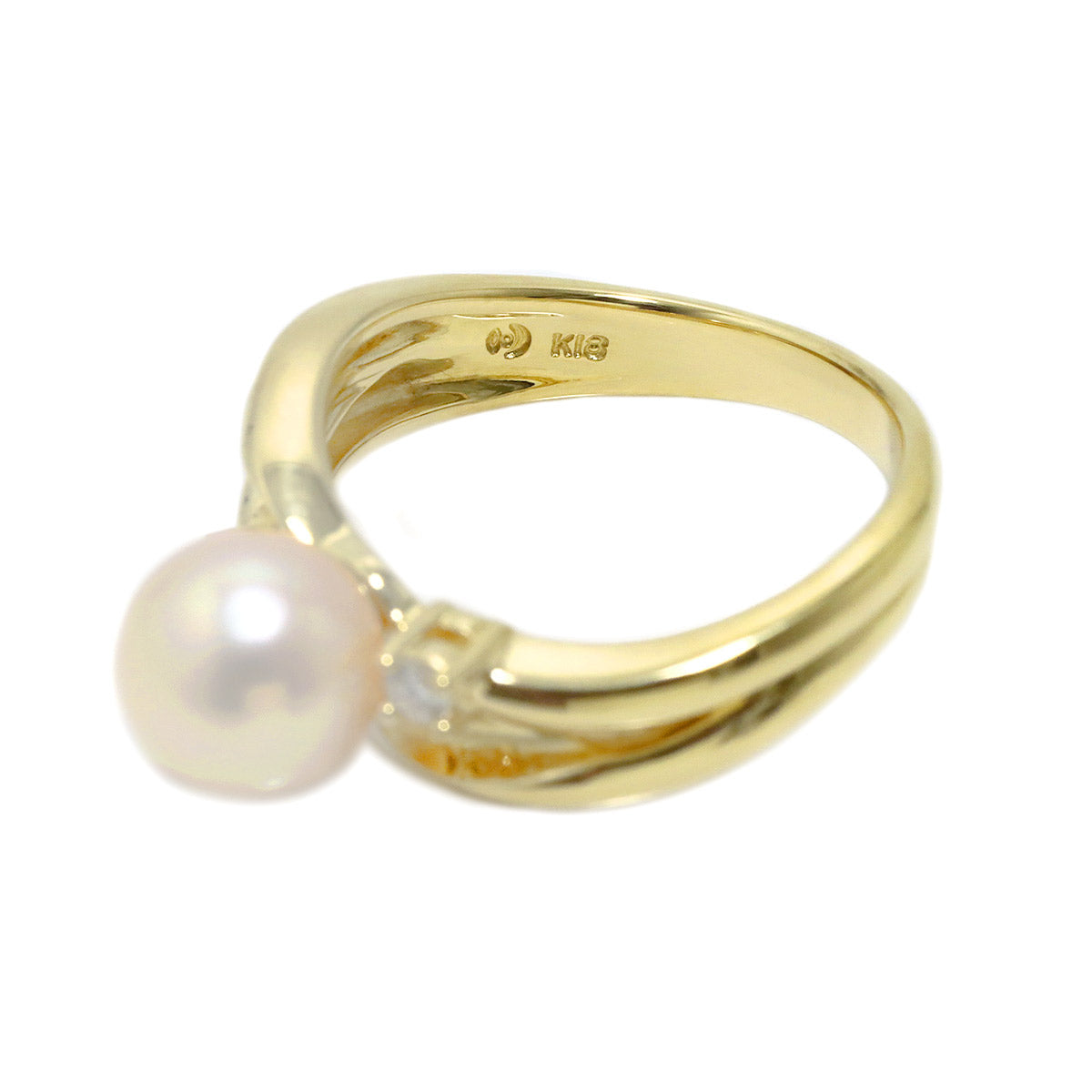 Akoya Pearl Diamond 0.07ct Ring 18K YG Size5.25(US)