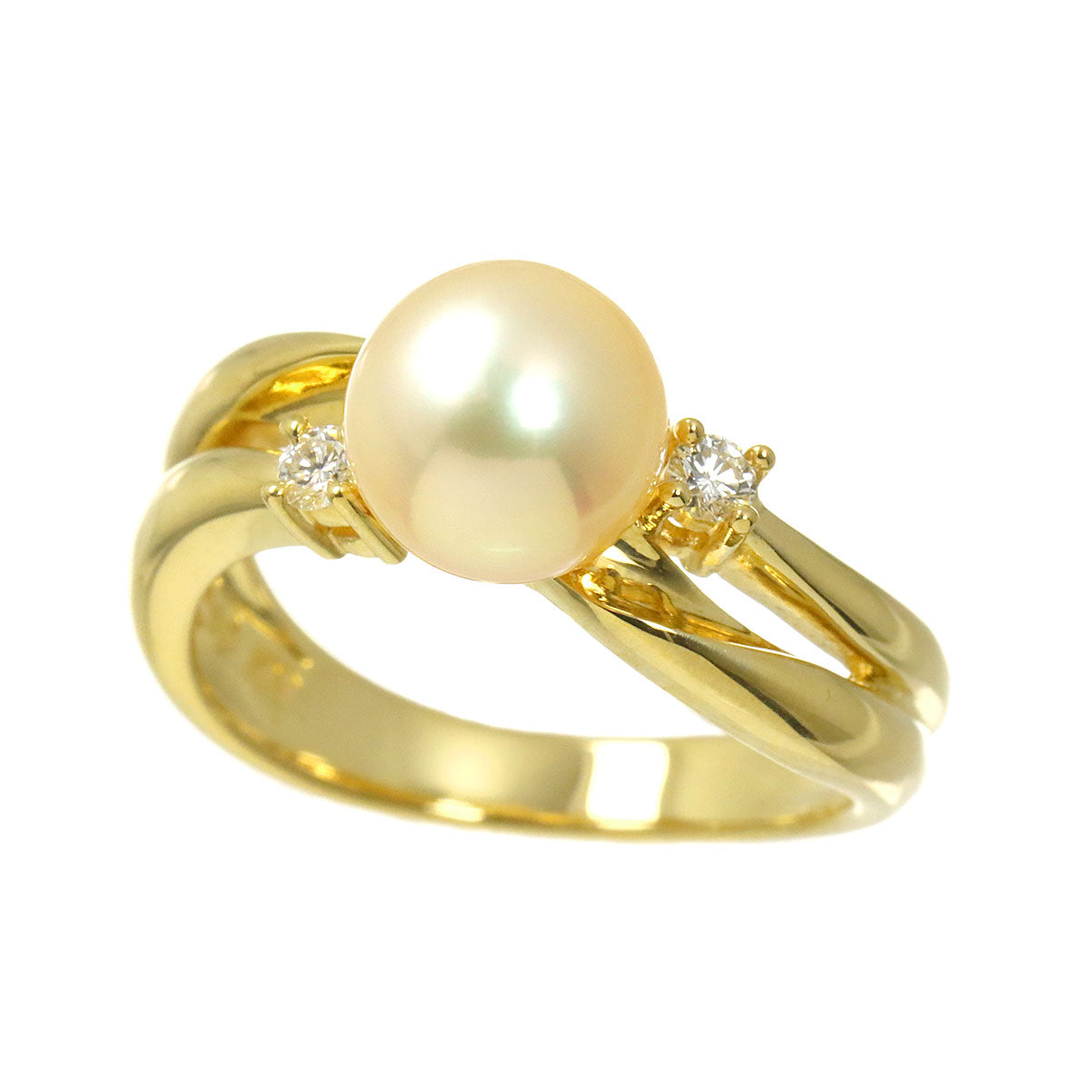 Akoya Pearl Diamond 0.07ct Ring 18K YG Size5.25(US)