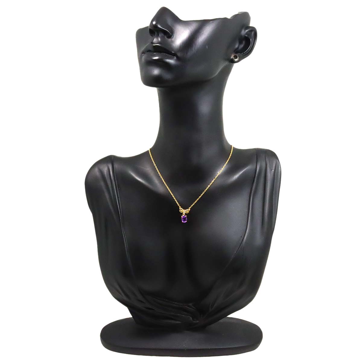 Amethyst Diamond 0.04ct Necklace K18 Yellow Gold 750