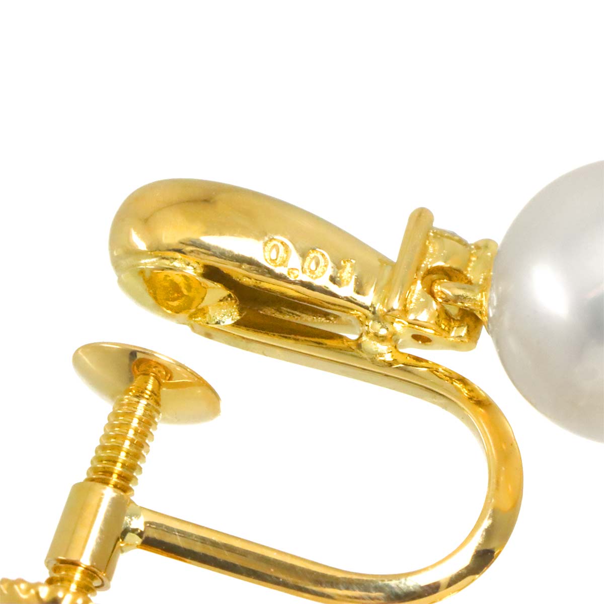 Akoya Pearl 6.9mm Diamond 0.01ct/0.01ct Earrings 18K YG 750