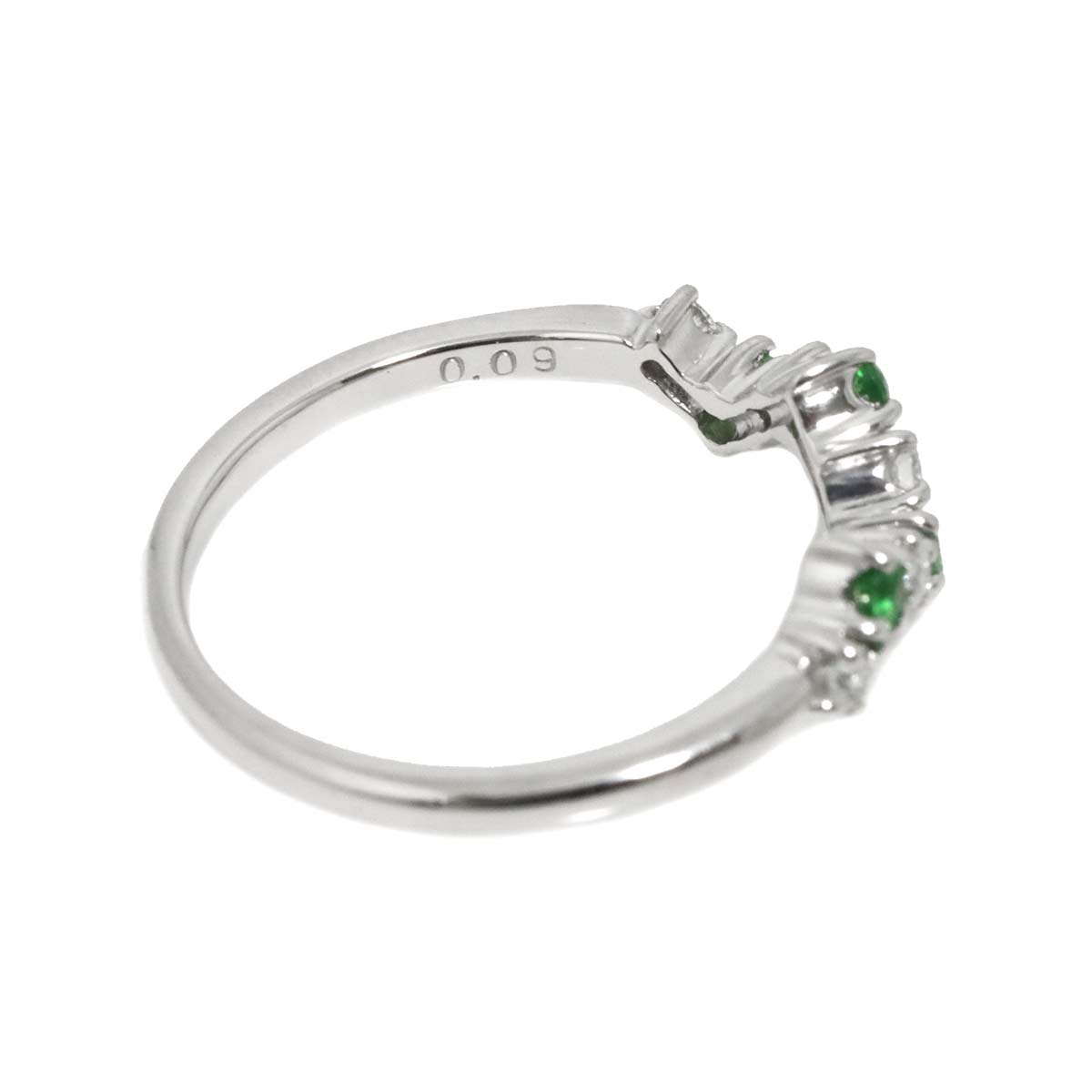 Garnet Diamond 0.09ct Ring 18K White Gold 750 Size4.75-5(US)