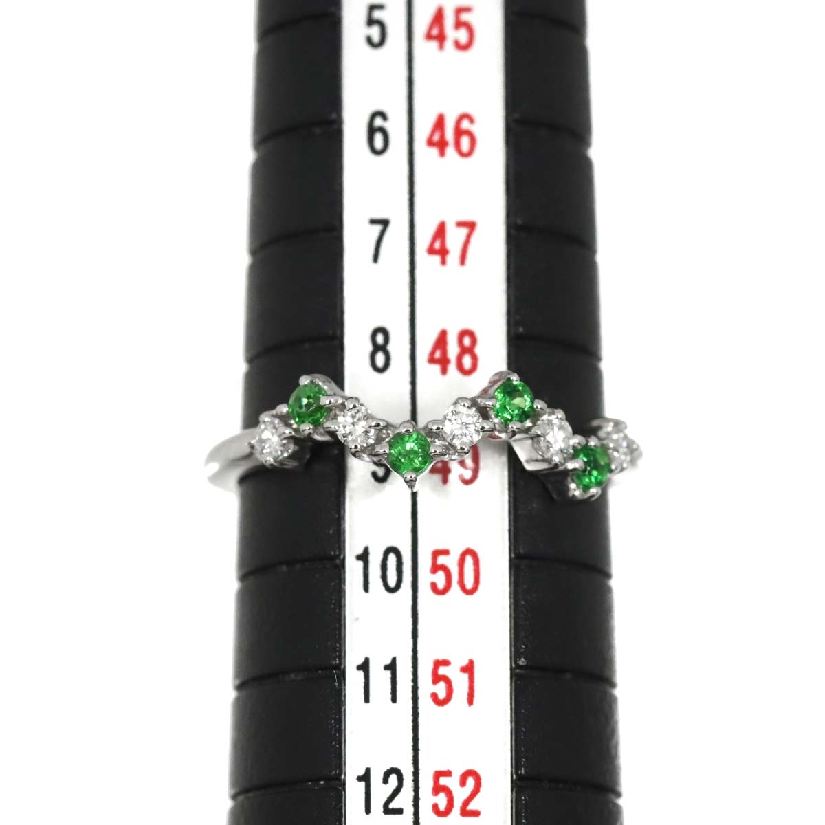 Garnet Diamond 0.09ct Ring 18K White Gold 750 Size4.75-5(US)