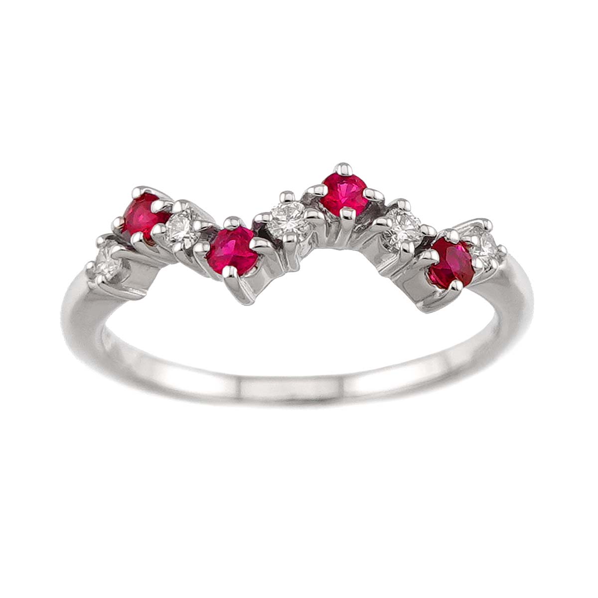 Ruby Diamond 0.09ct Ring 18K WG 750 size5.25-5.5(US)