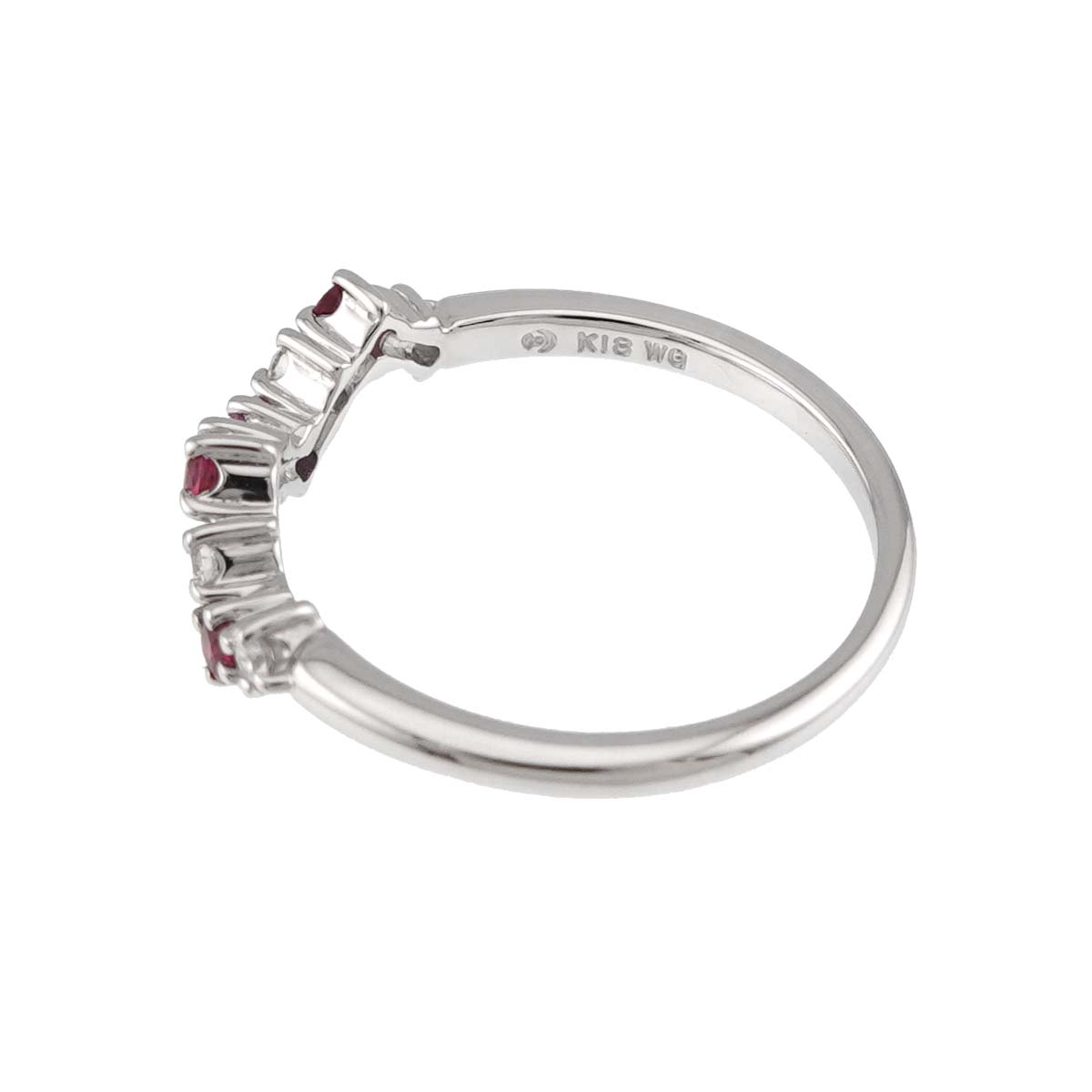 Ruby Diamond 0.09ct Ring 18K WG 750 size5.25-5.5(US)