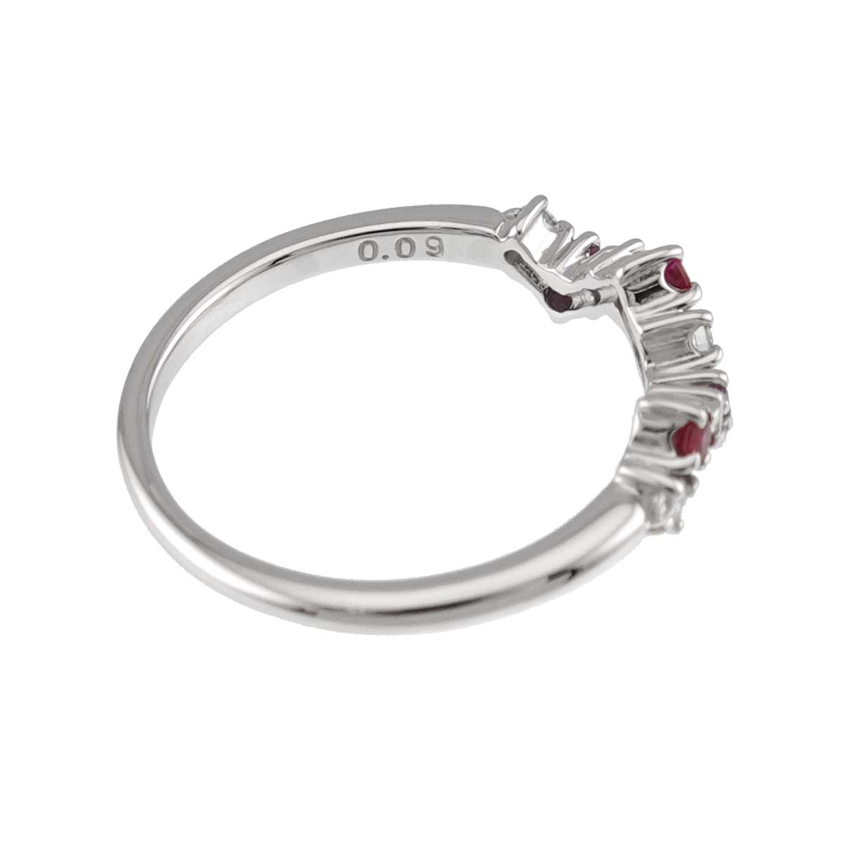 Ruby Diamond 0.09ct Ring 18K WG 750 size5.25-5.5(US)