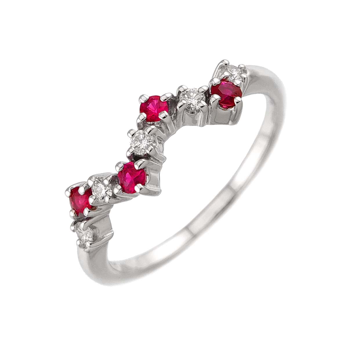 Ruby Diamond 0.09ct Ring 18K WG 750 size5.25-5.5(US)