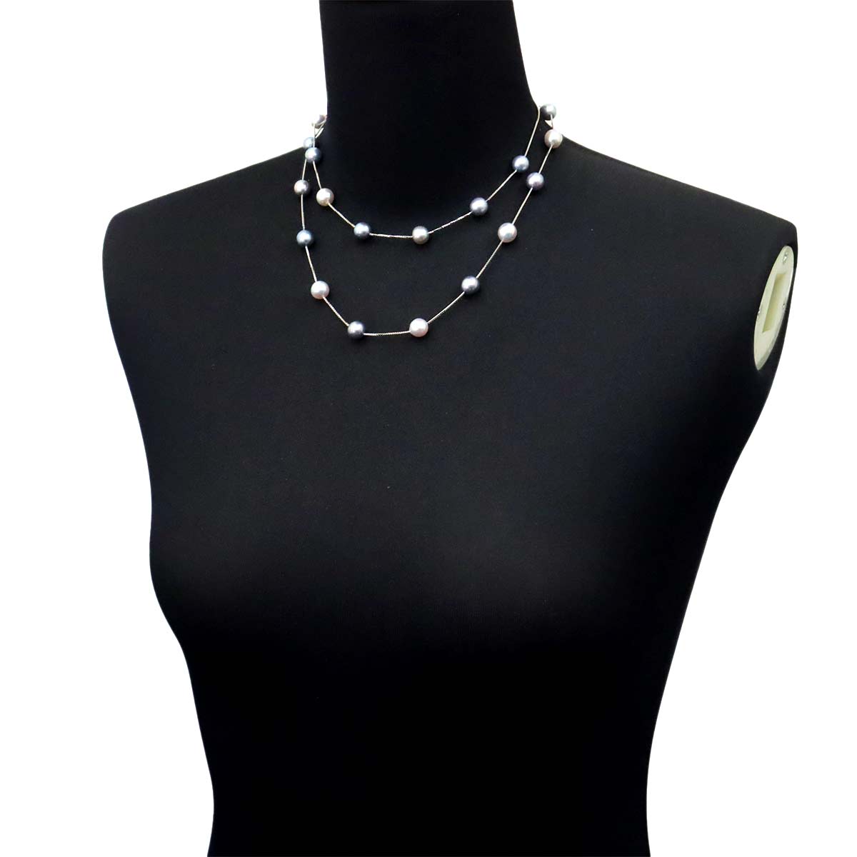 Akoya Pearl 9.0-8.0mm Long Necklace 18K White Gold 750