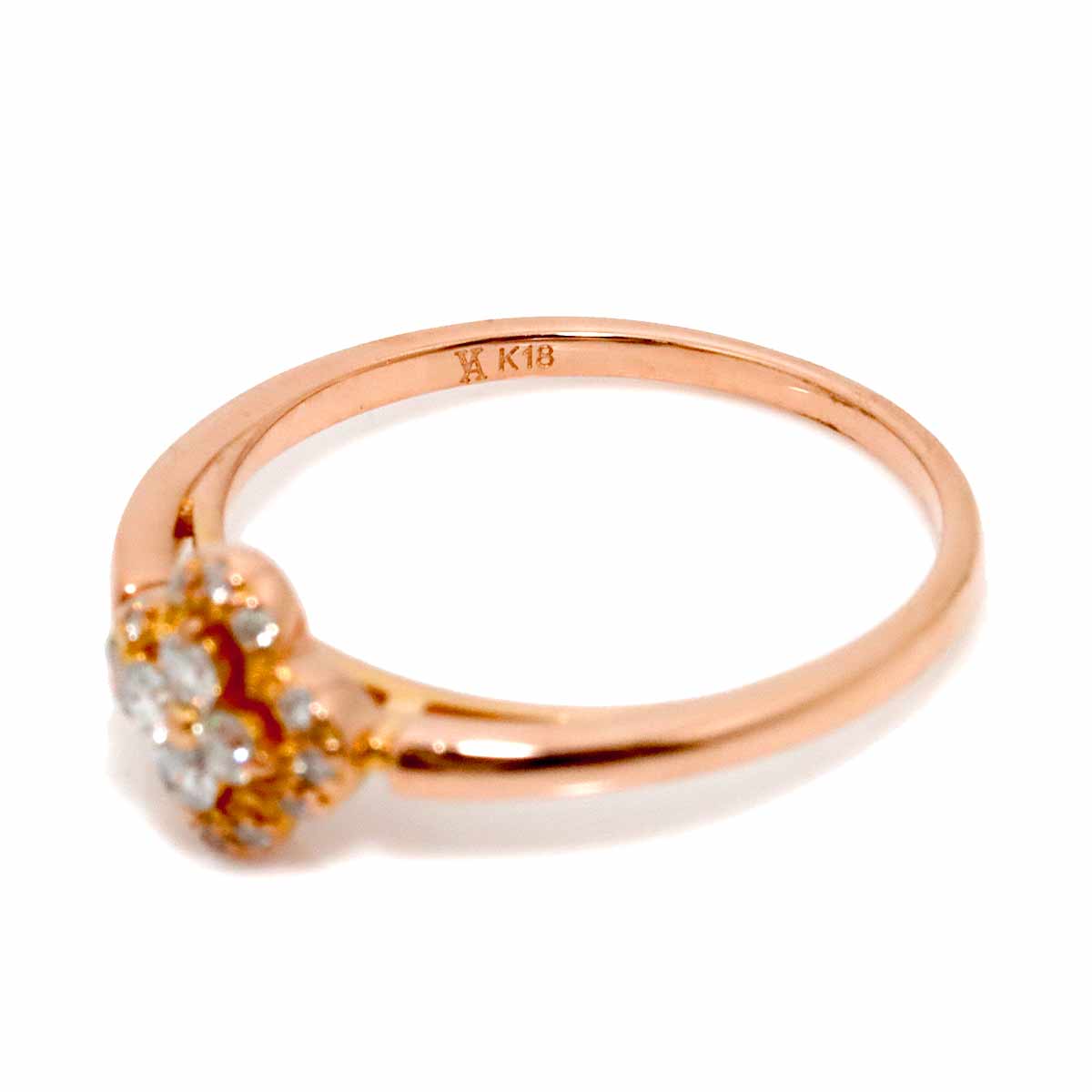 Diamond 0.13ct Ring 18K K18 PG 750 size5.5-5.75(US)