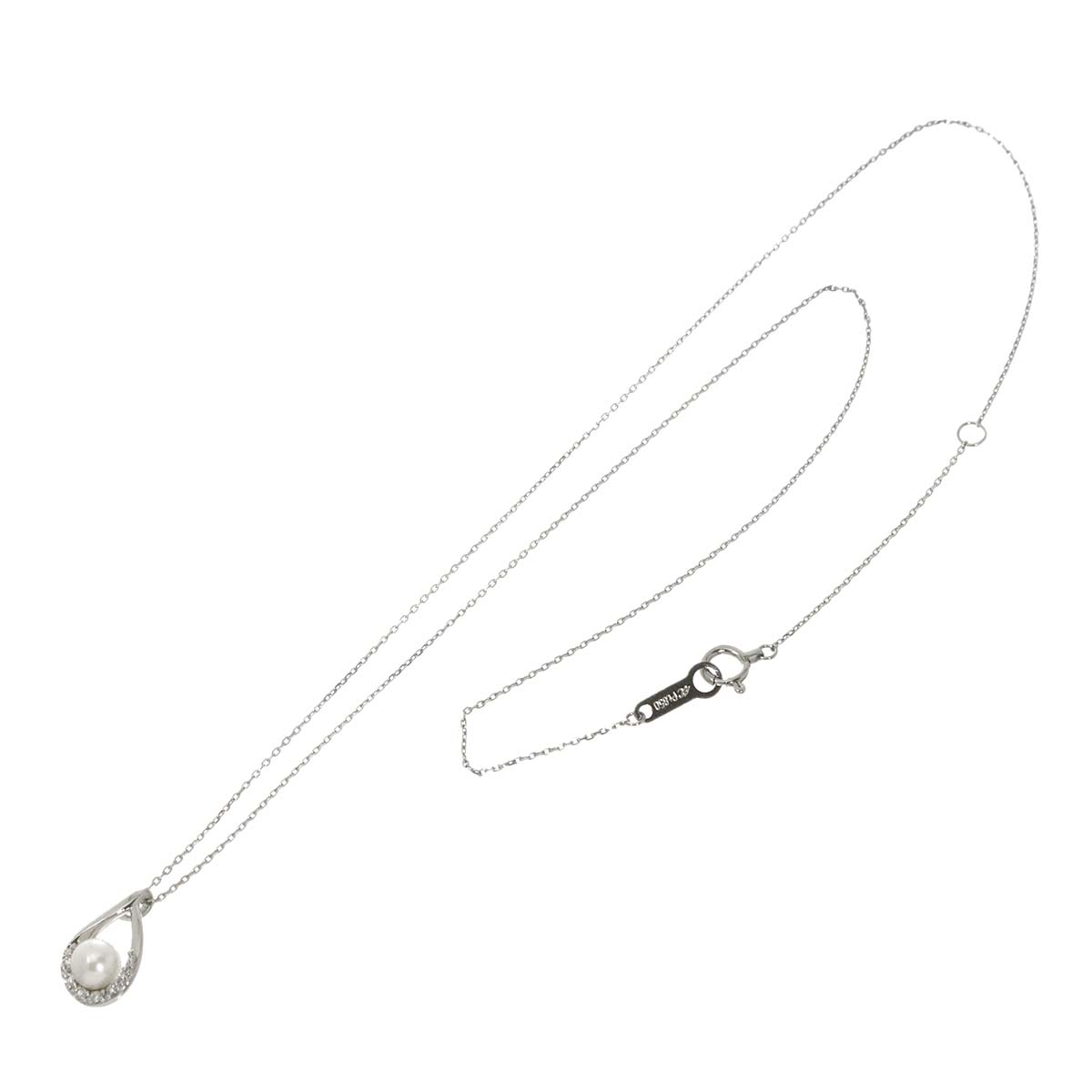 Baby Pearl 4.6mm Diamond Necklace Pt Plarinum