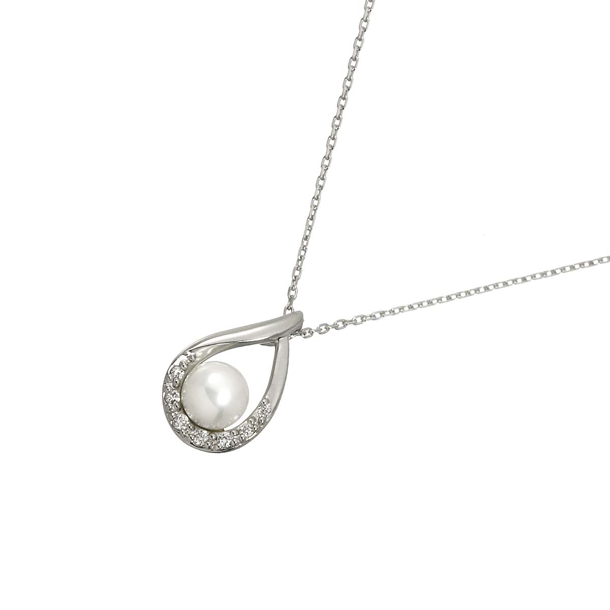 Baby Pearl 4.6mm Diamond Necklace Pt Plarinum
