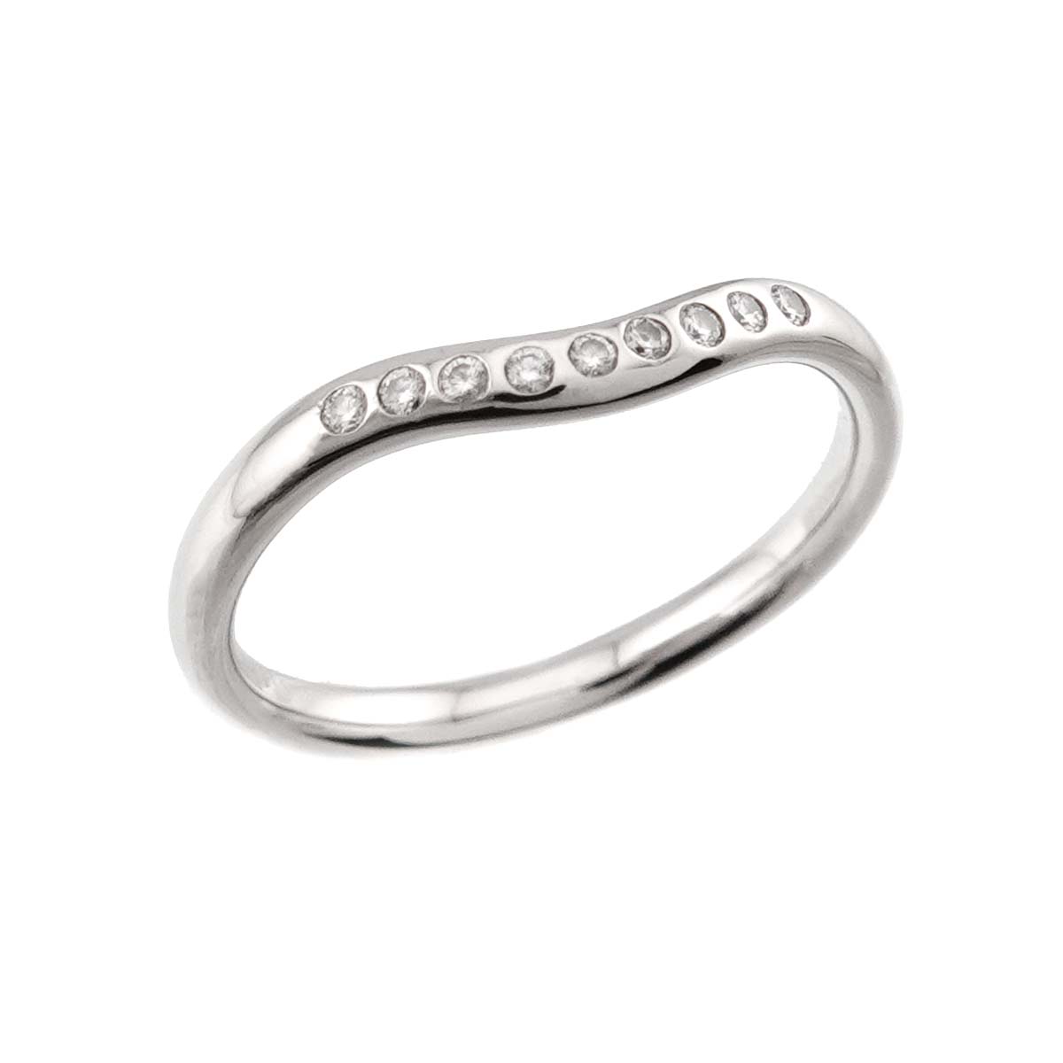 Curved Band Diamond Ring Pt Platinum Size5.25-5.5(US)
