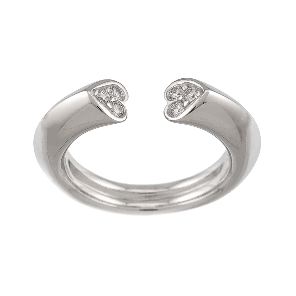 Tenderness Heart Diamond Ring 18K White Gold 750 size4(US)