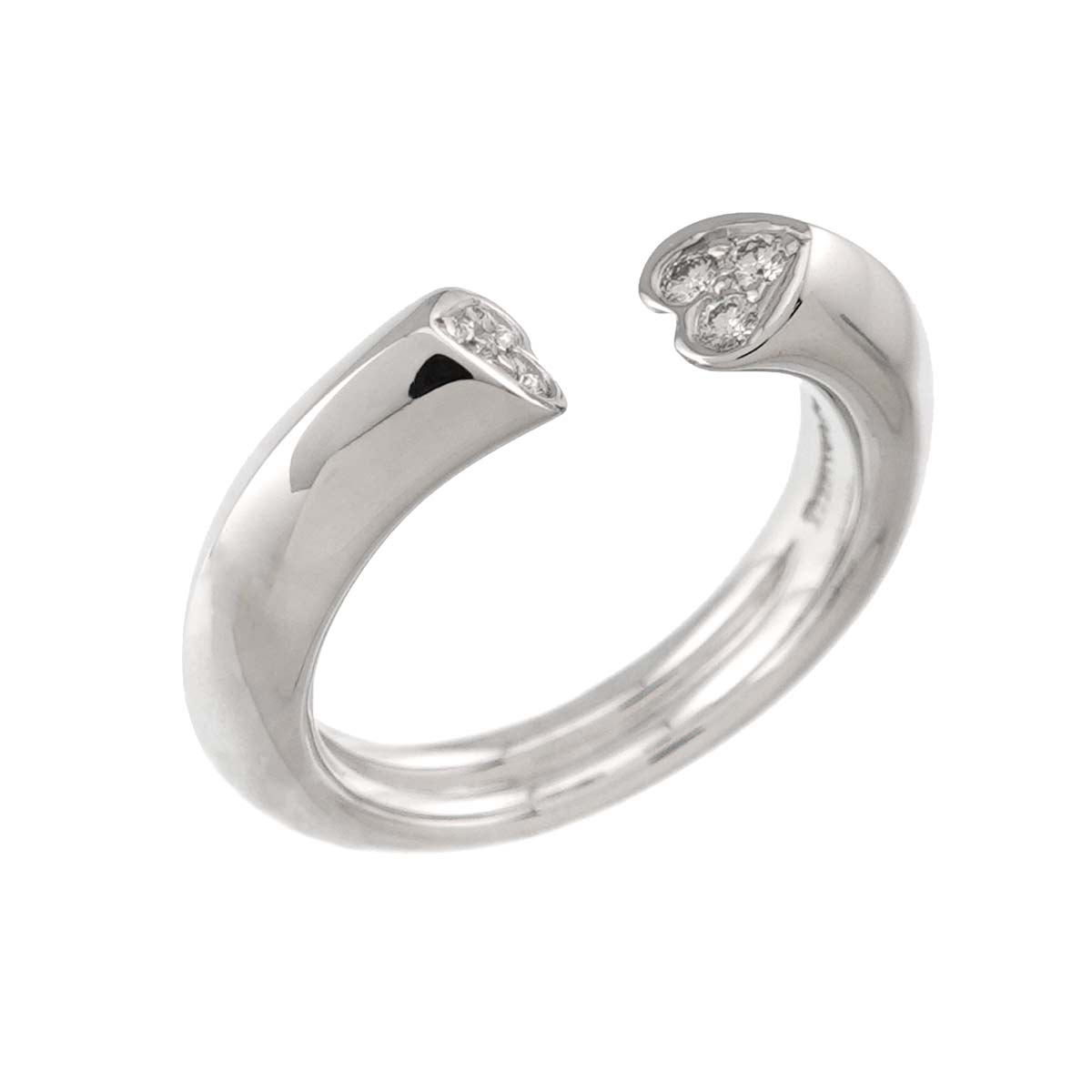 Tenderness Heart Diamond Ring 18K White Gold 750 size4(US)
