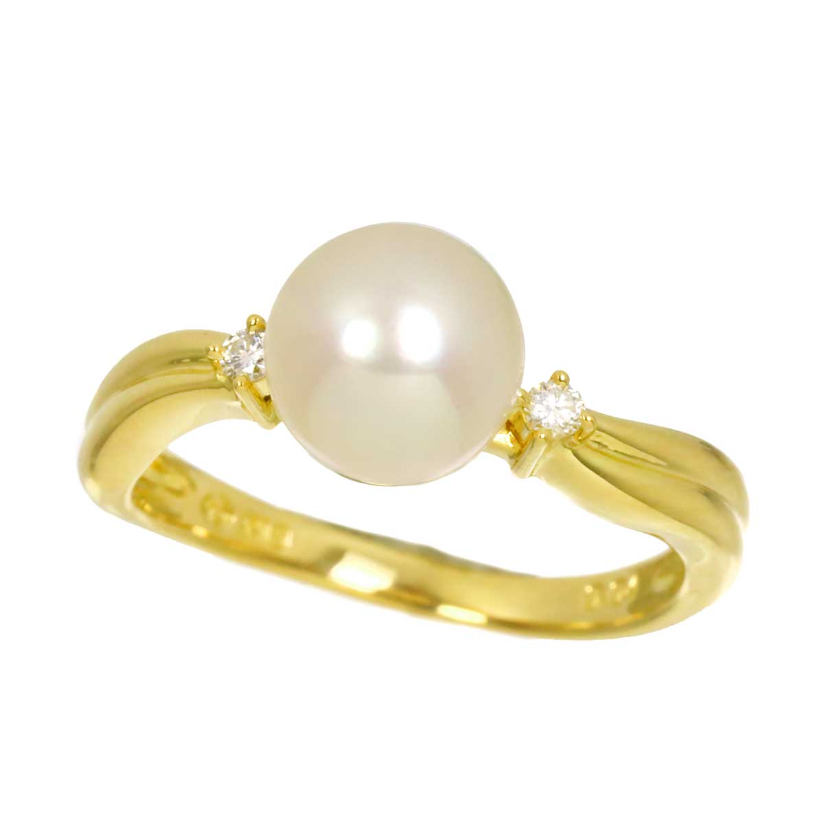 Akoya Pearl Diamond 0.04ct Ring 18K YG Size5.75-6(US)