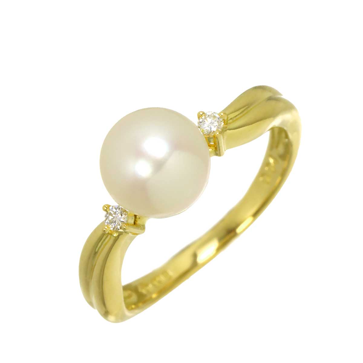 Akoya Pearl Diamond 0.04ct Ring 18K YG Size5.75-6(US)