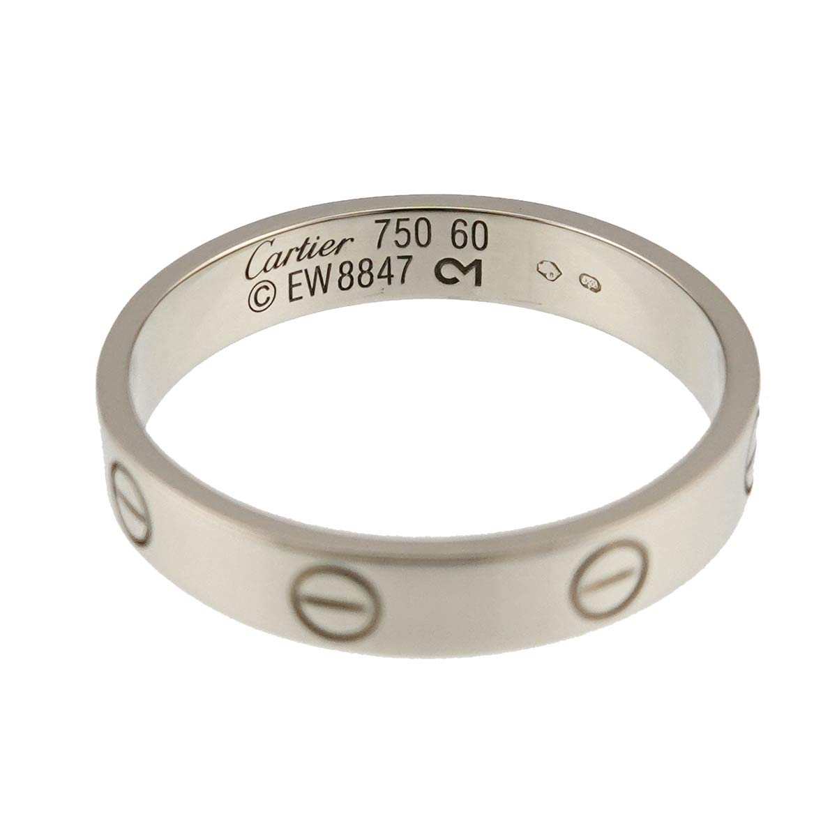 Mini Love Ring 18K White Gold 750 size60 8.75-9(US)