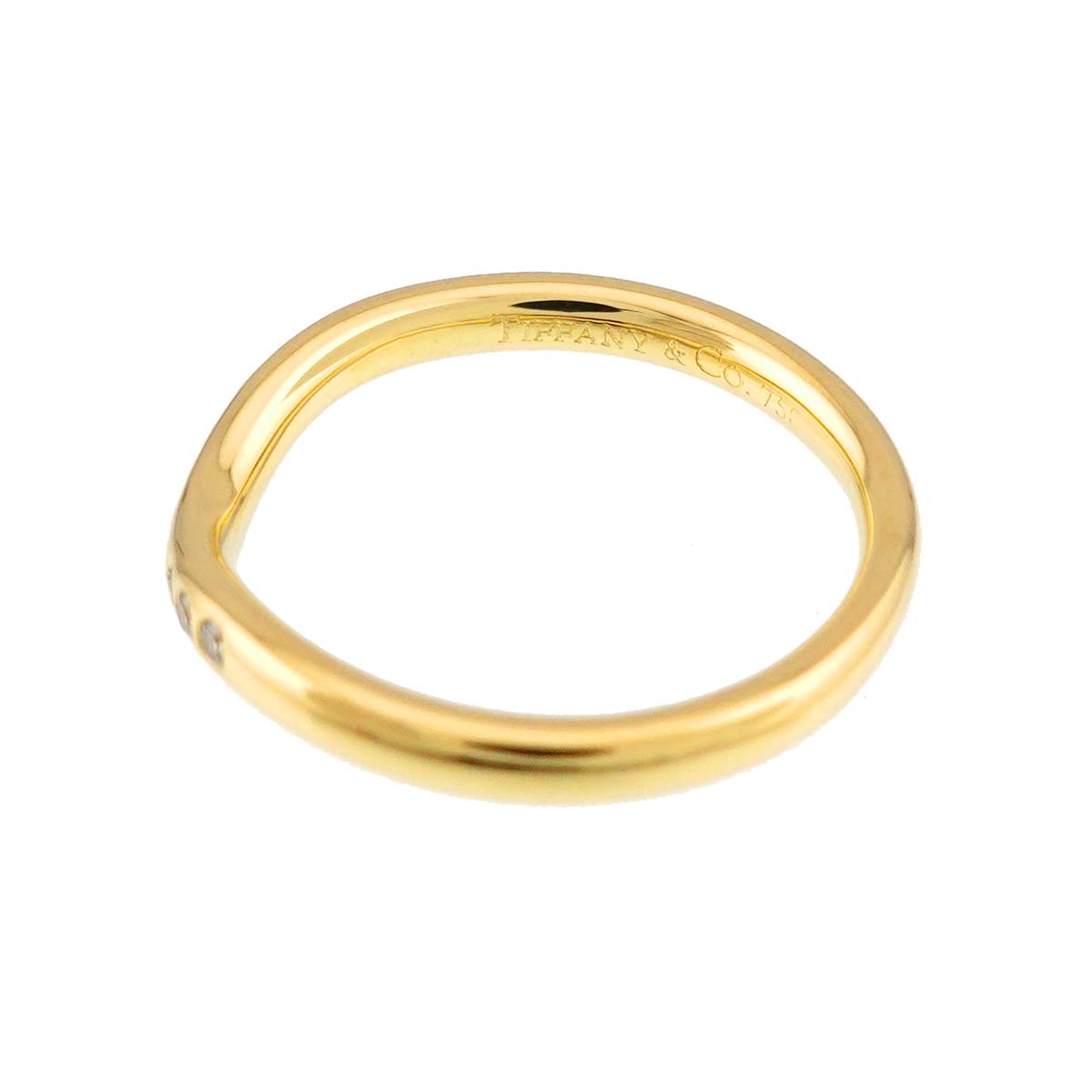 Curved Band Ring Diamond 18K Yellow Gold size3.25-3.75