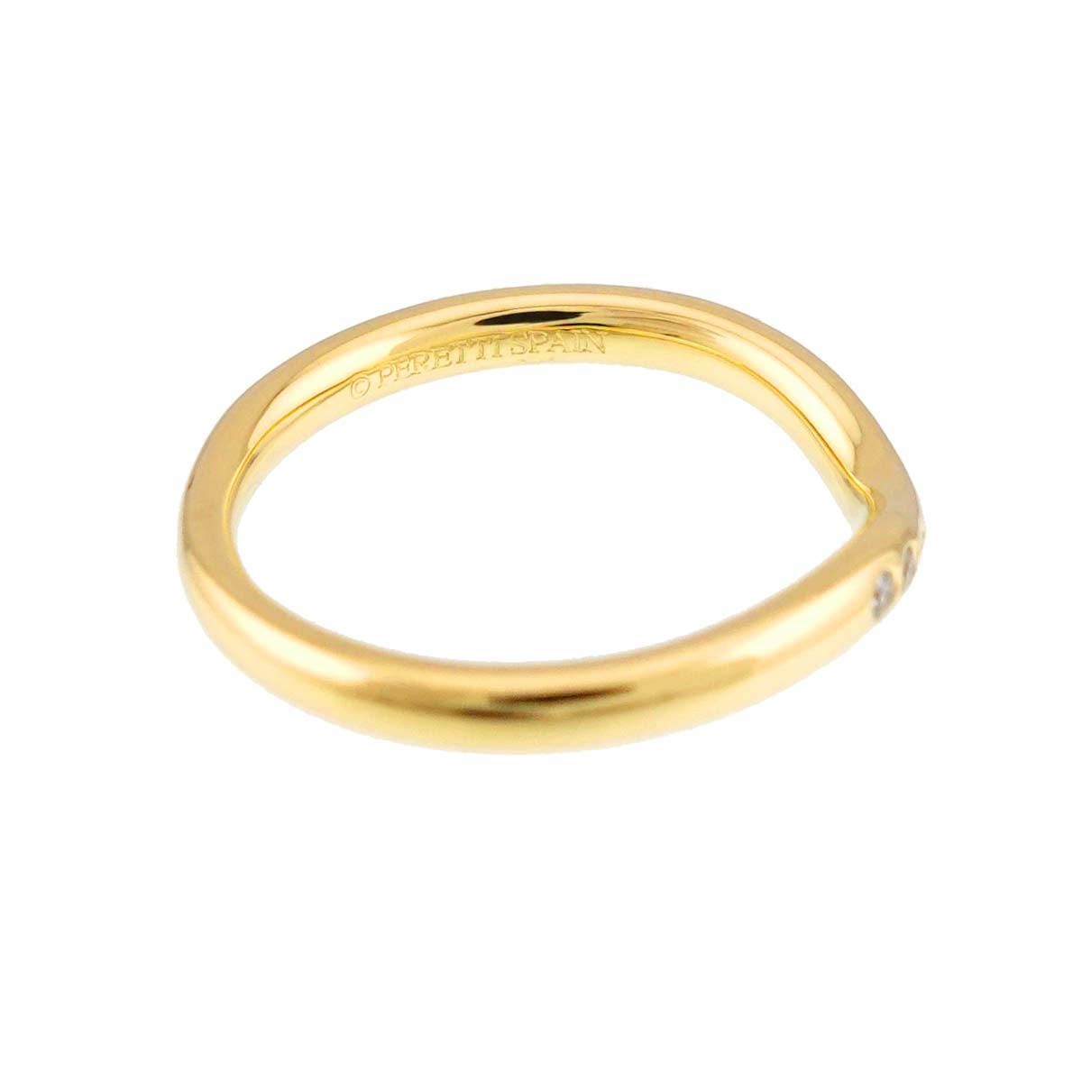 Curved Band Ring Diamond 18K Yellow Gold size3.25-3.75