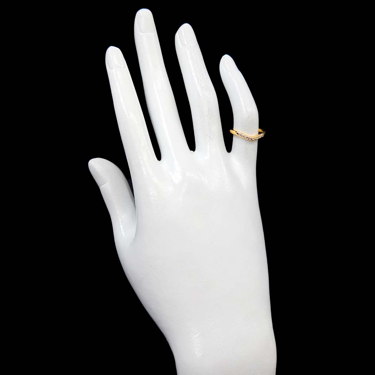 Curved Band Ring Diamond 18K Yellow Gold size3.25-3.75