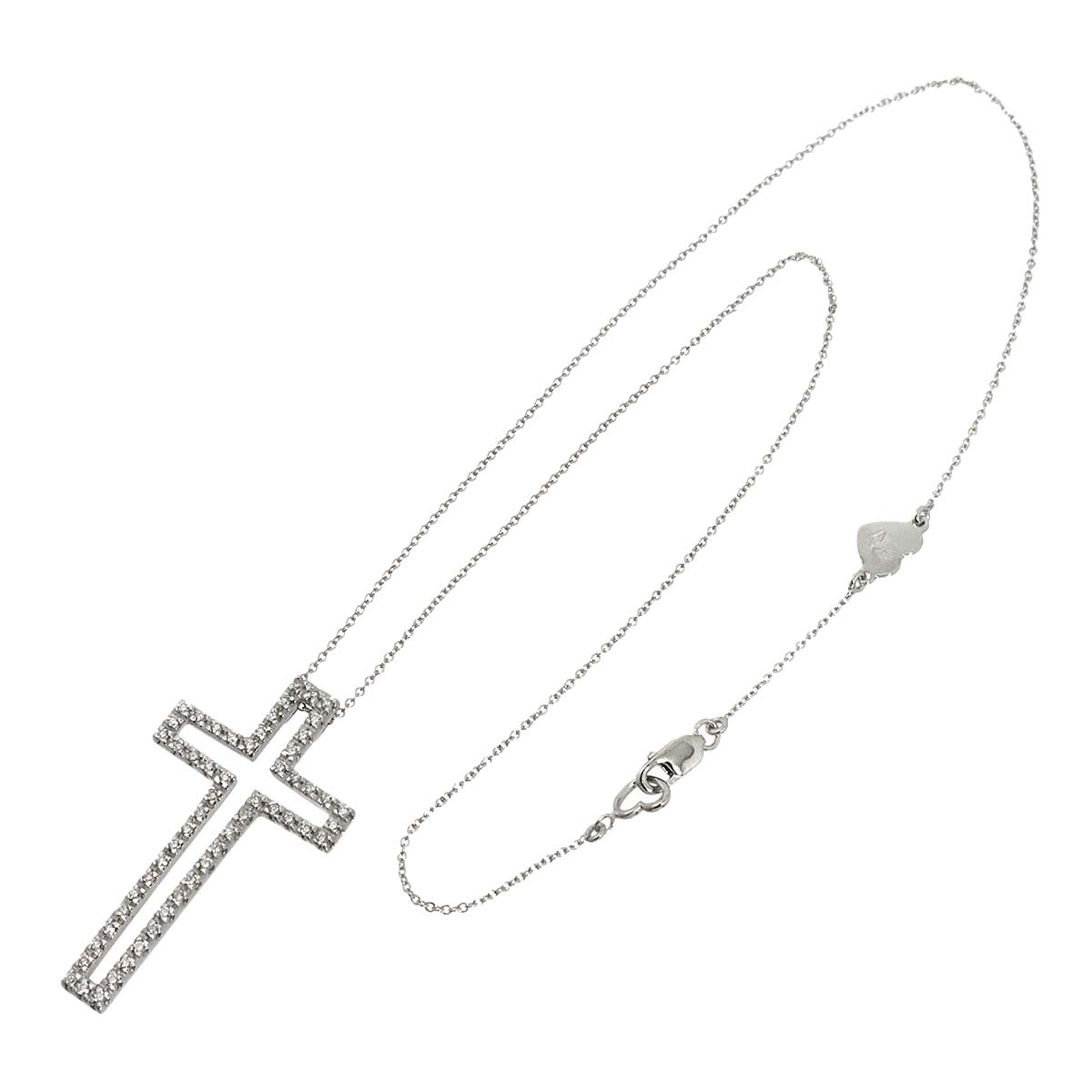 Cross Motif Diamond 0.40ct Necklace 18K White Gold 750