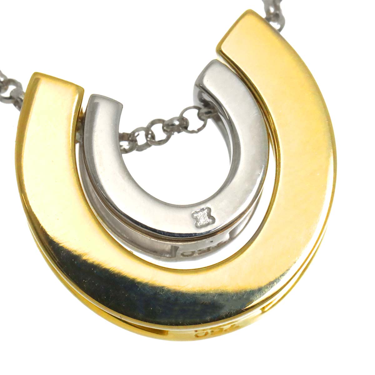 Horseshoe Diamond Necklace 18K White Yellow Gold 750