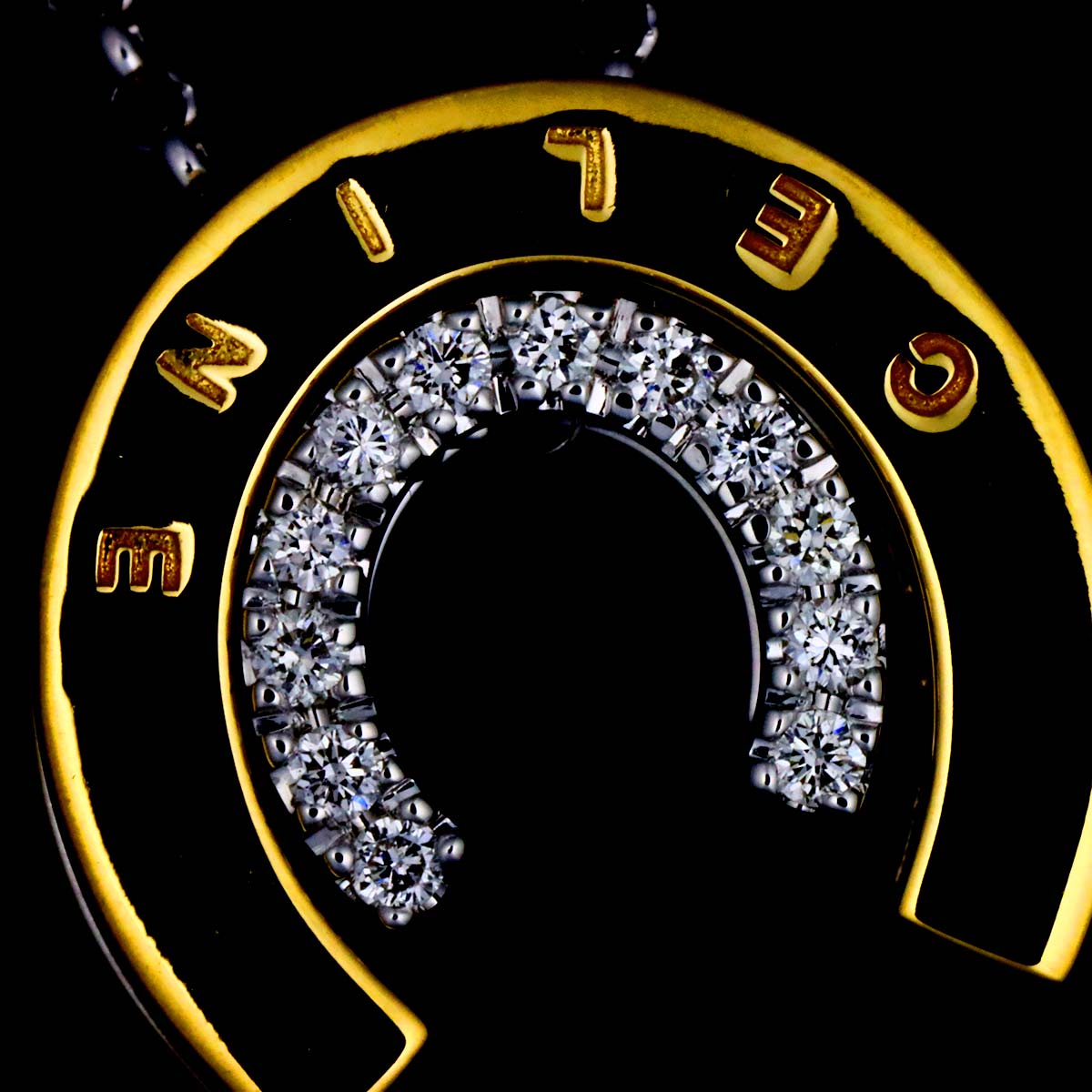 Horseshoe Diamond Necklace 18K White Yellow Gold 750