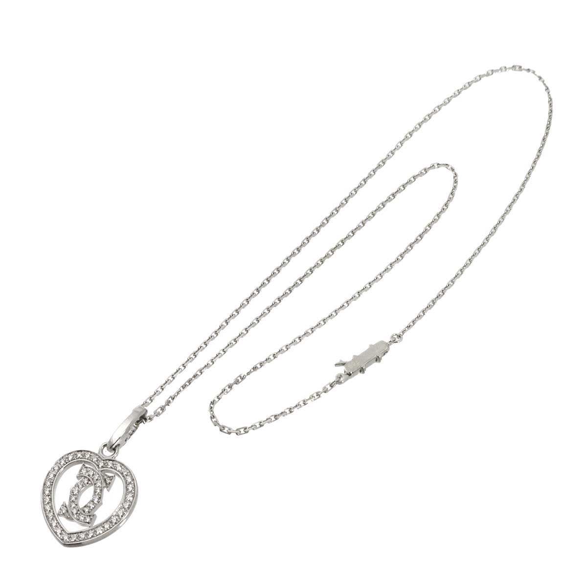 2C Diamond Heart Necklace 18K White Gold 750