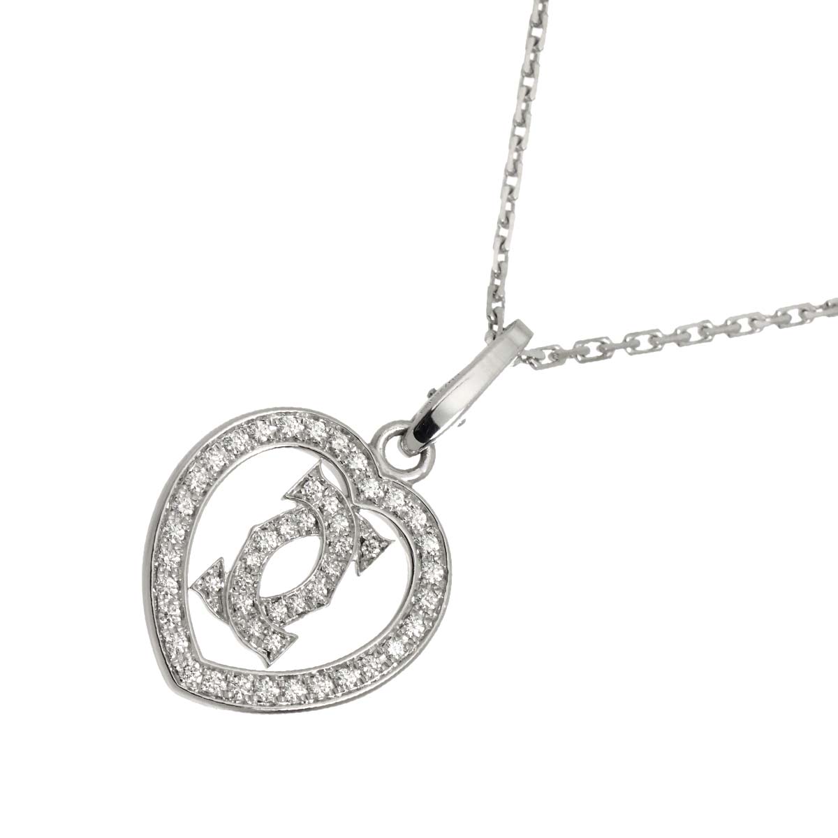 2C Diamond Heart Necklace 18K White Gold 750