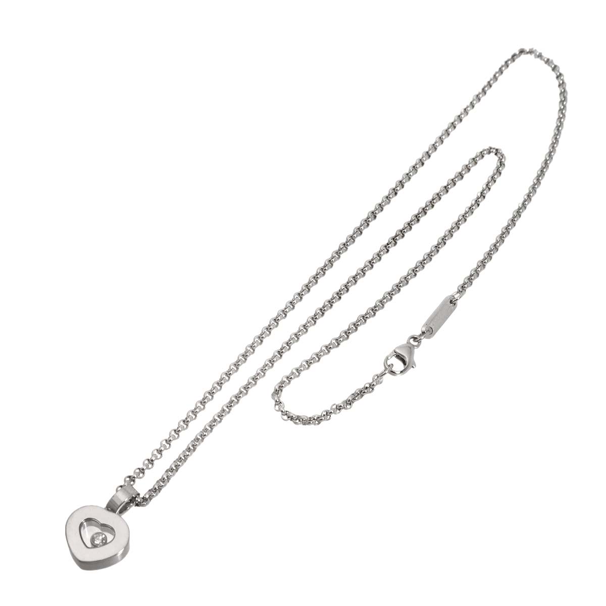 Happy Diamond Heart Necklace 18K White Gold 750