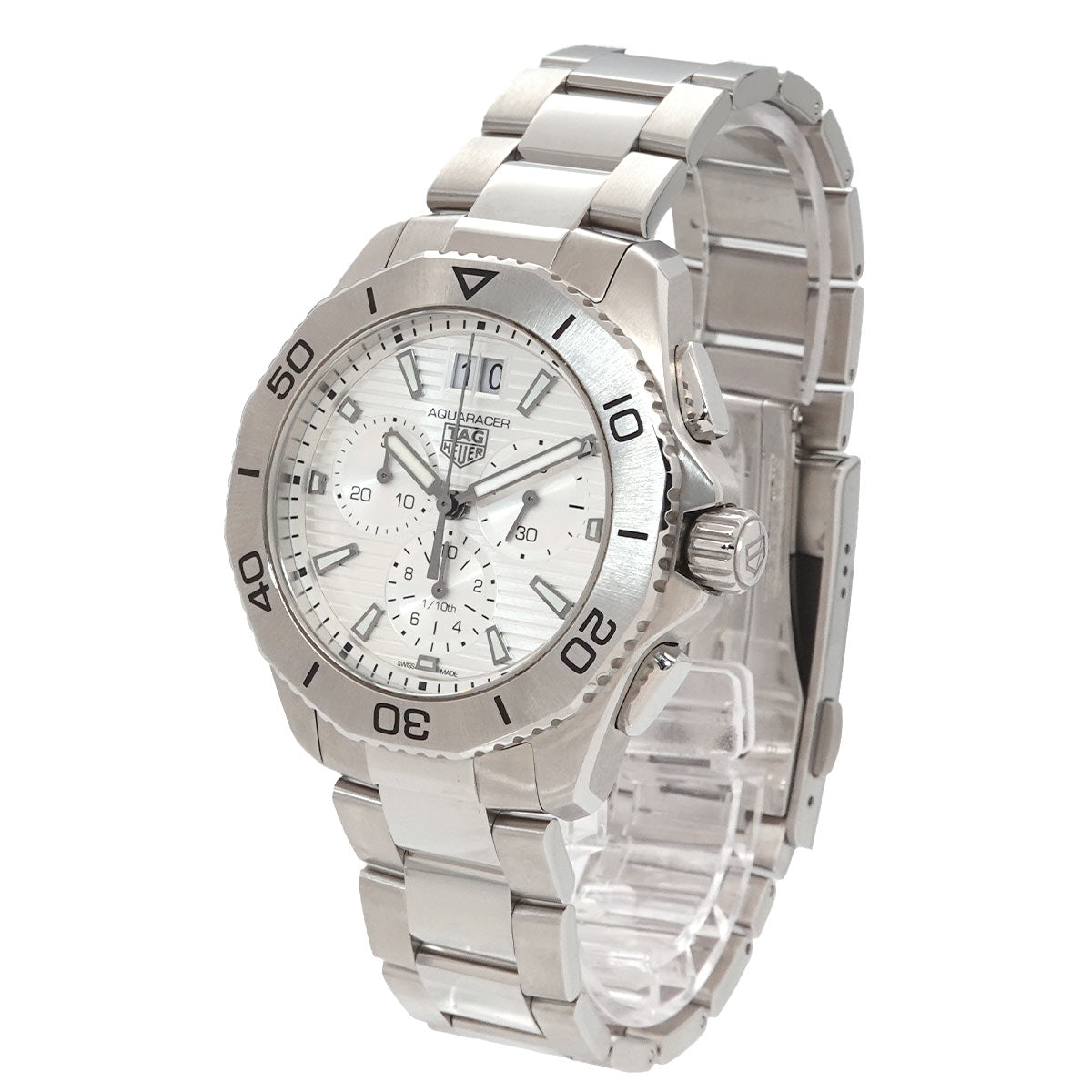 Aquaracer Chronograph CBP1111 Date Silver Dial Mens