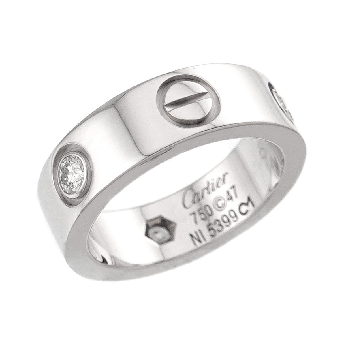 Love Ring Diamond 3P 18K White Gold 750 size47 3.75-4(US)