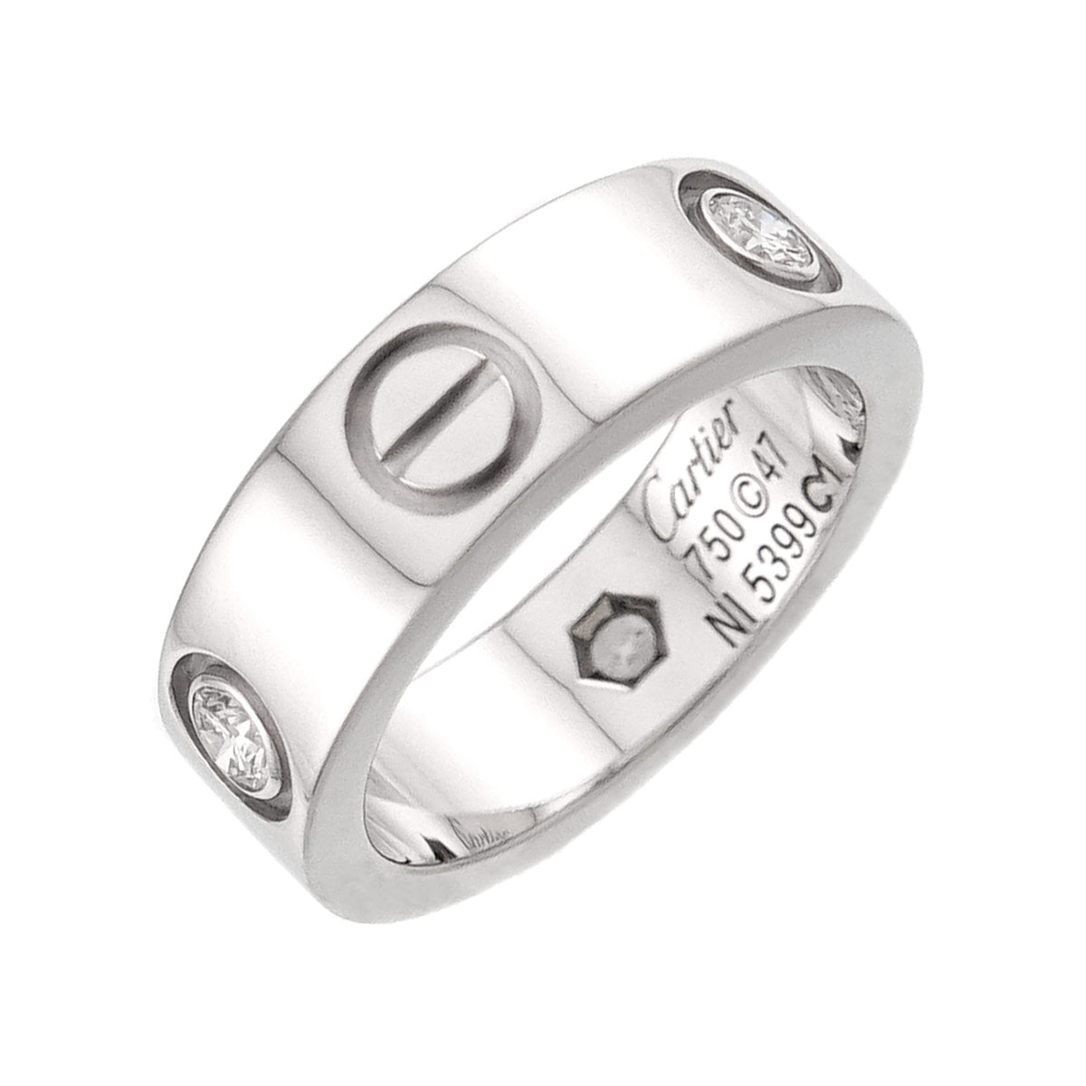 Love Ring Diamond 3P 18K White Gold 750 size47 3.75-4(US)