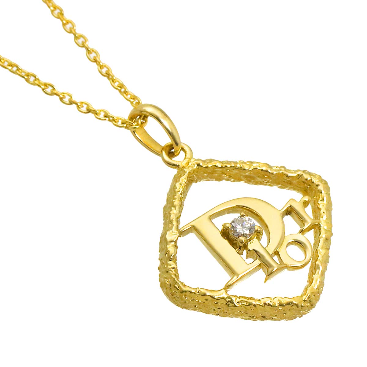 Logo Diamond Necklace 18K Yellow Gold 750
