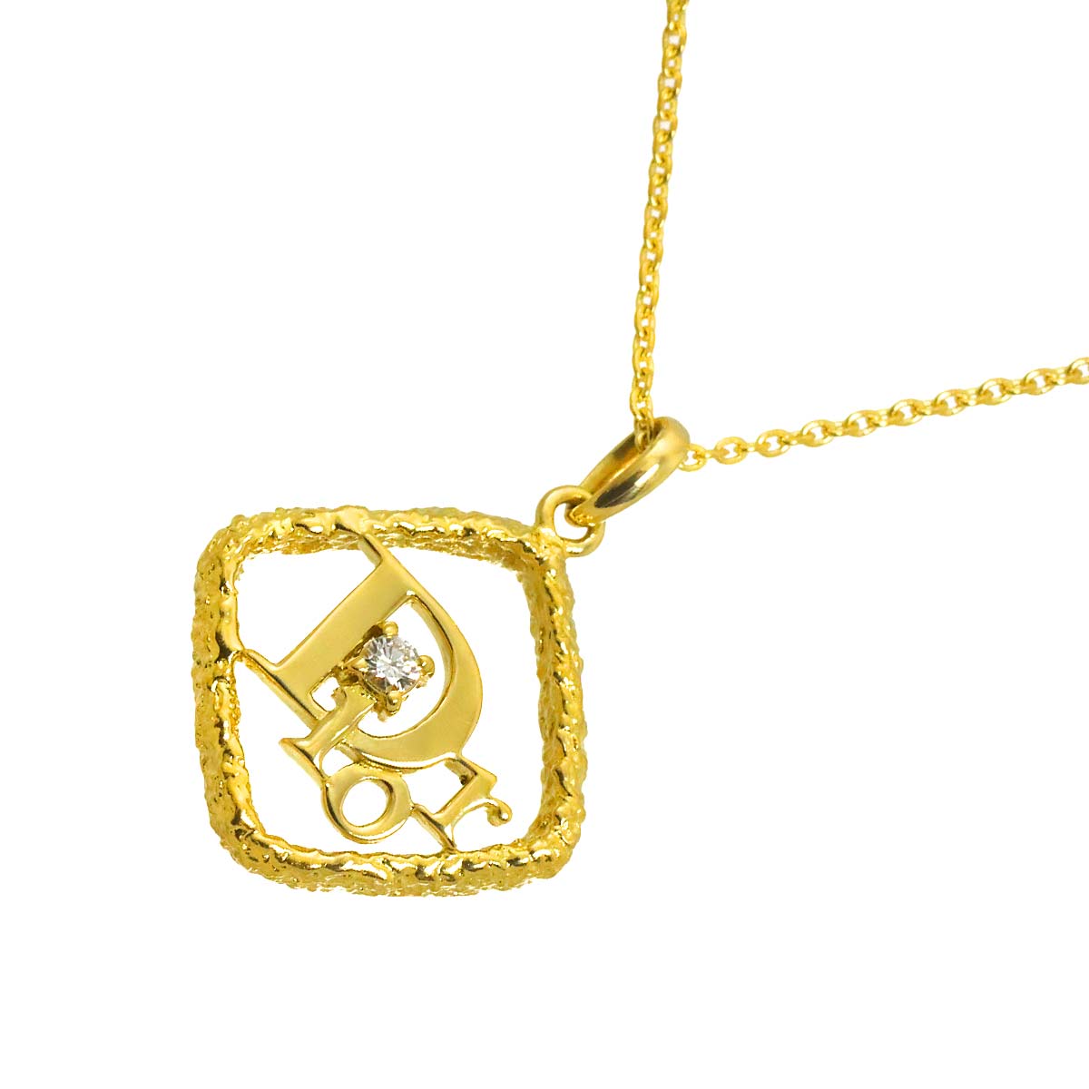 Logo Diamond Necklace 18K Yellow Gold 750