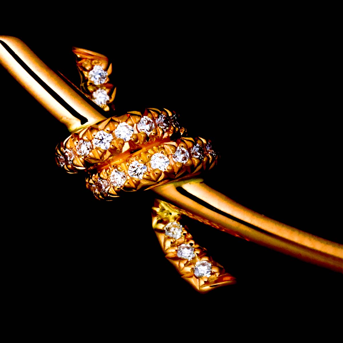 Knot Diamond Earrings Pierced 18K Pink Gold 750
