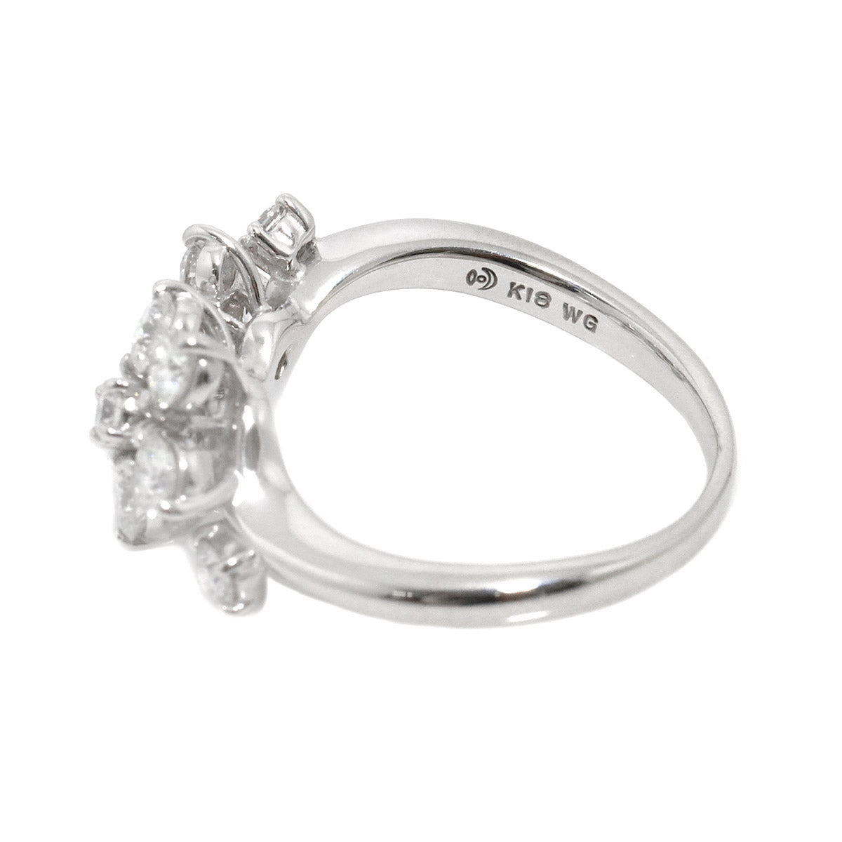 Diamond 0.83ct Ring 18K White Gold 750 Size5.25(US)