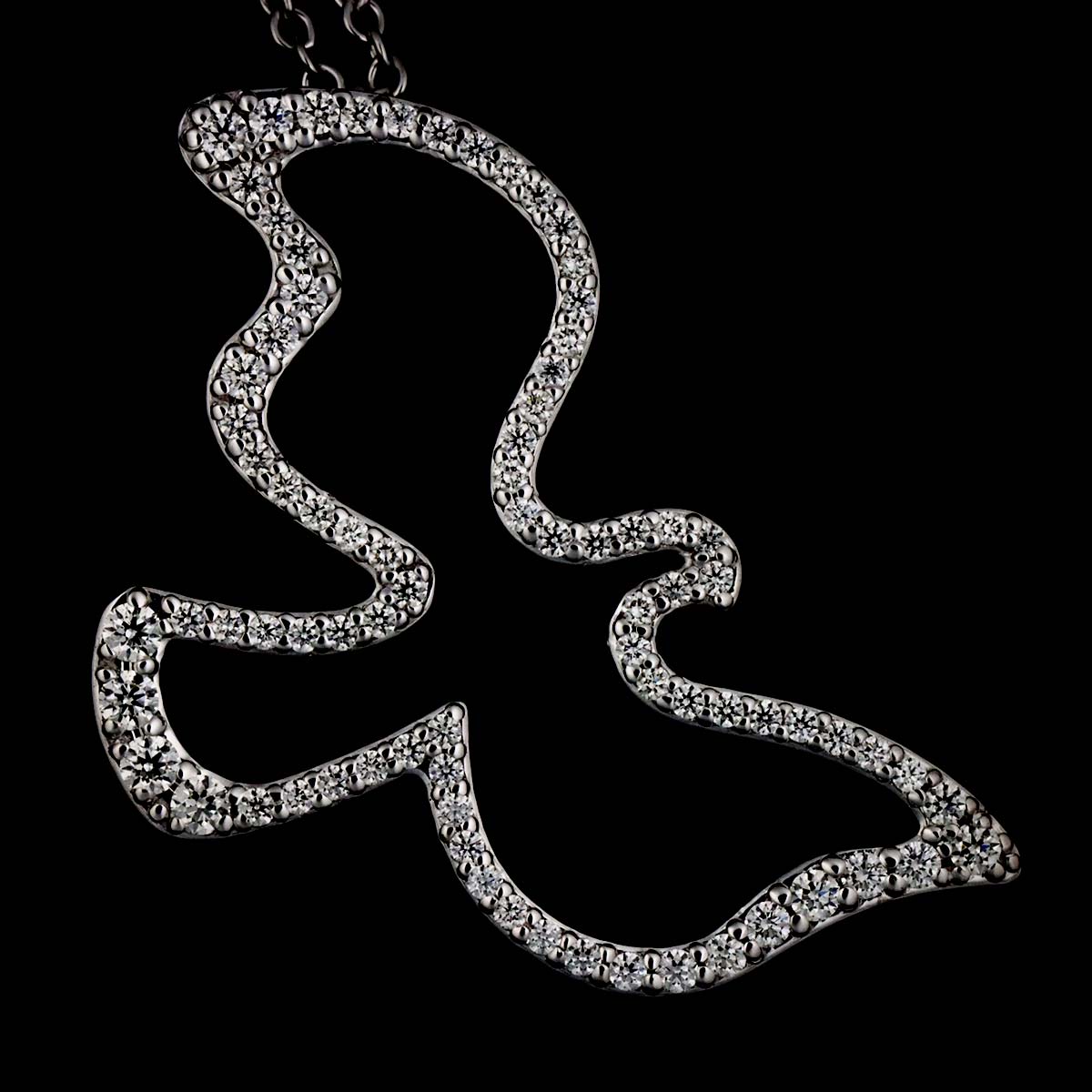 Diamond Bird Necklace 18K White Gold 750