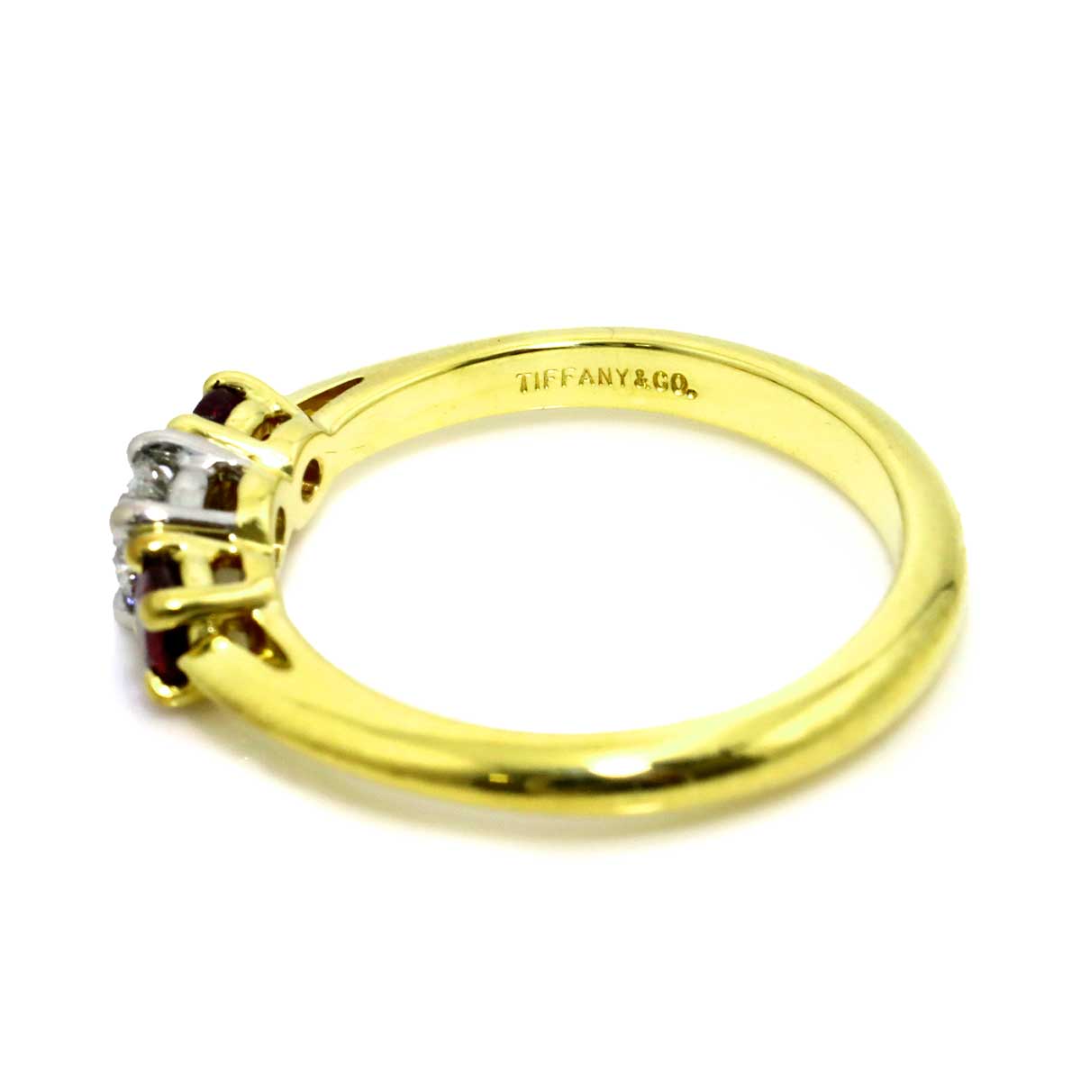 Diamond Ruby Ring 18K YG 750 Pt size5.25(US)