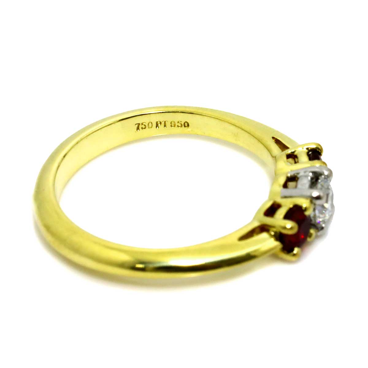 Diamond Ruby Ring 18K YG 750 Pt size5.25(US)