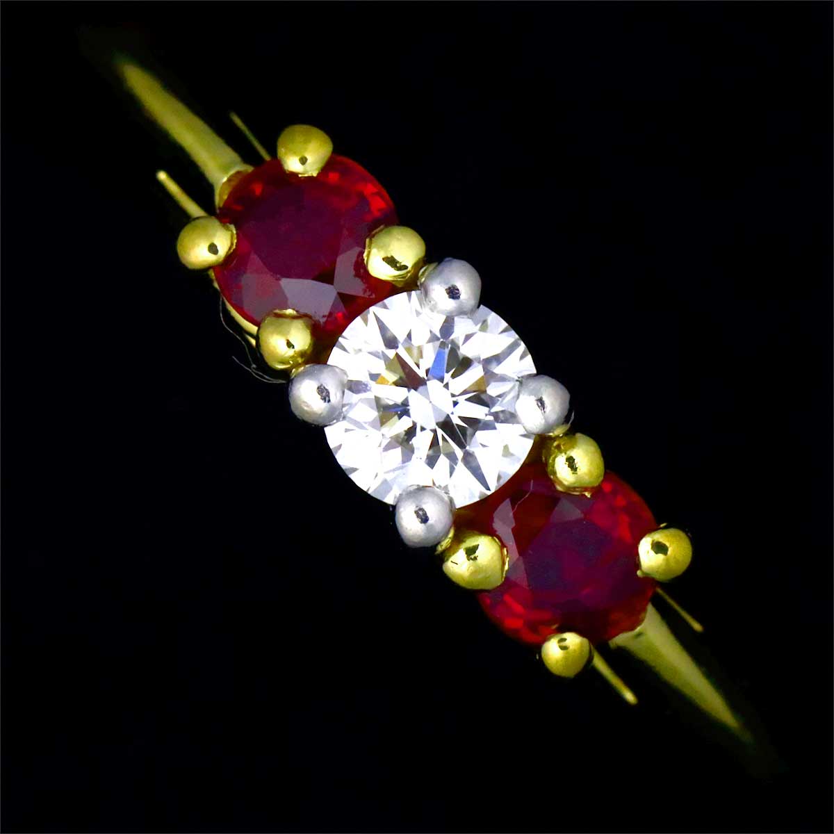 Diamond Ruby Ring 18K YG 750 Pt size5.25(US)