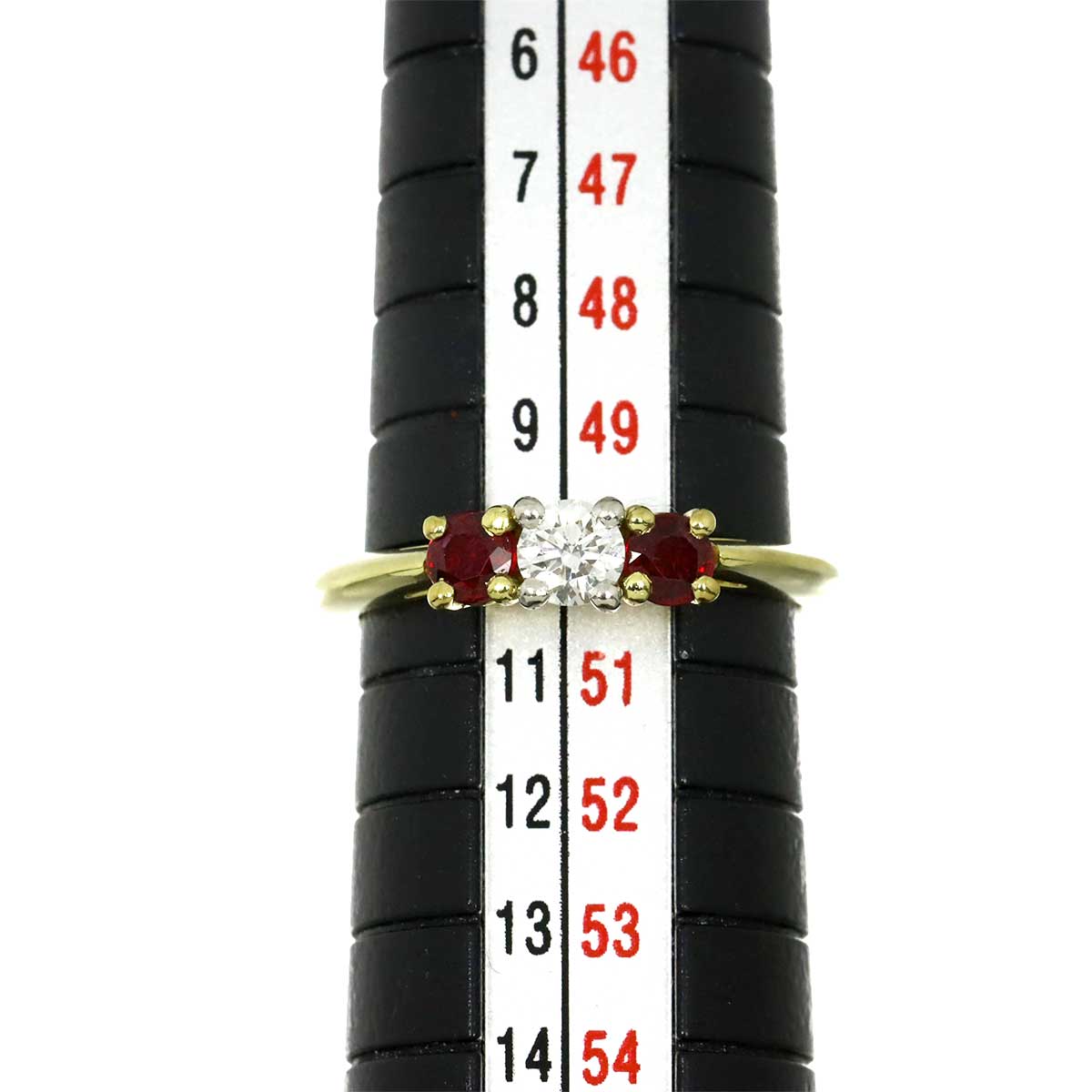 Diamond Ruby Ring 18K YG 750 Pt size5.25(US)