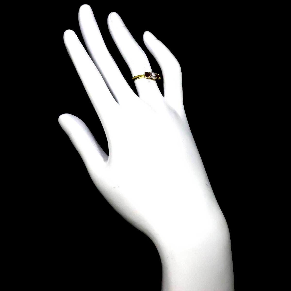 Diamond Ruby Ring 18K YG 750 Pt size5.25(US)