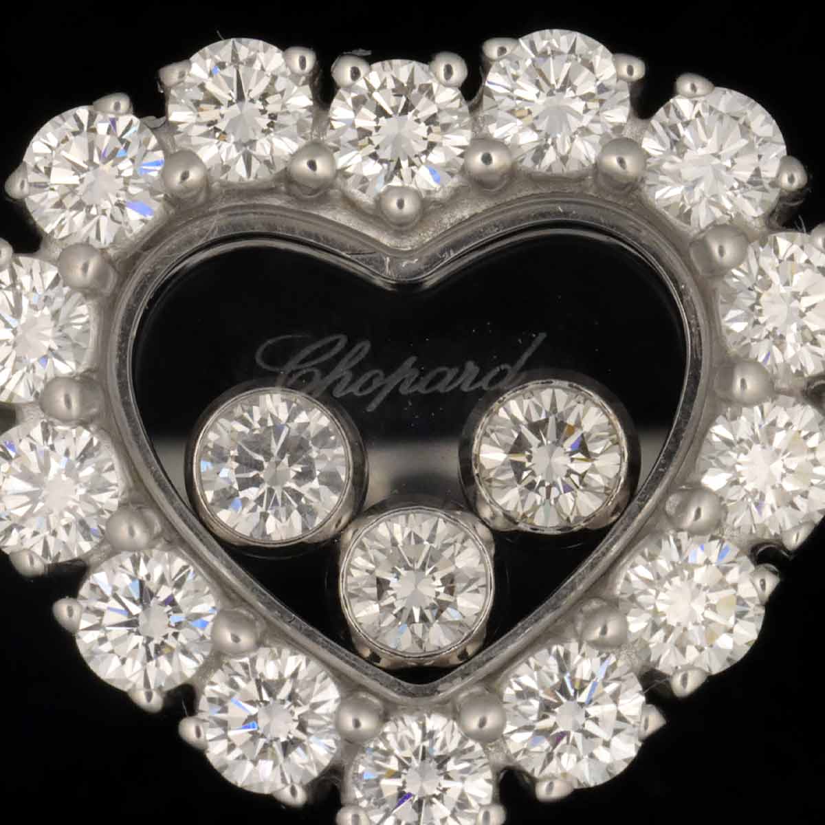 Happy Diamond Heart Ring 18K White Gold 750 Size7.25(US)