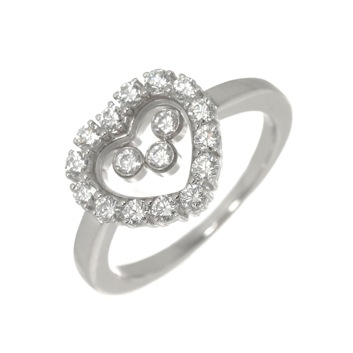 Happy Diamond Heart Ring 18K White Gold 750 Size7.25(US)